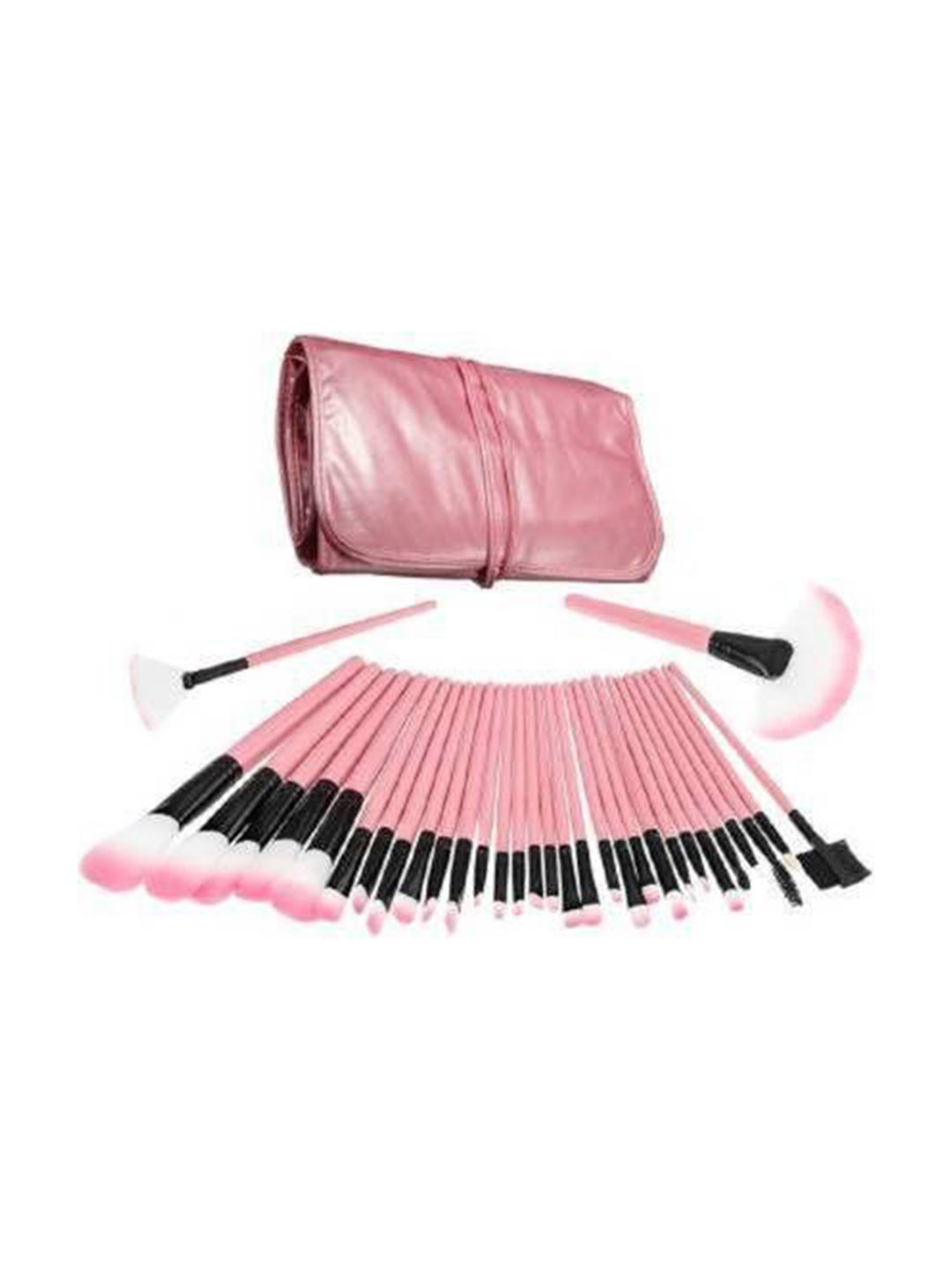 

Yoana Set Of 24 Professional Wooden Handle Makeup Brushes With Leather Cover, Pink