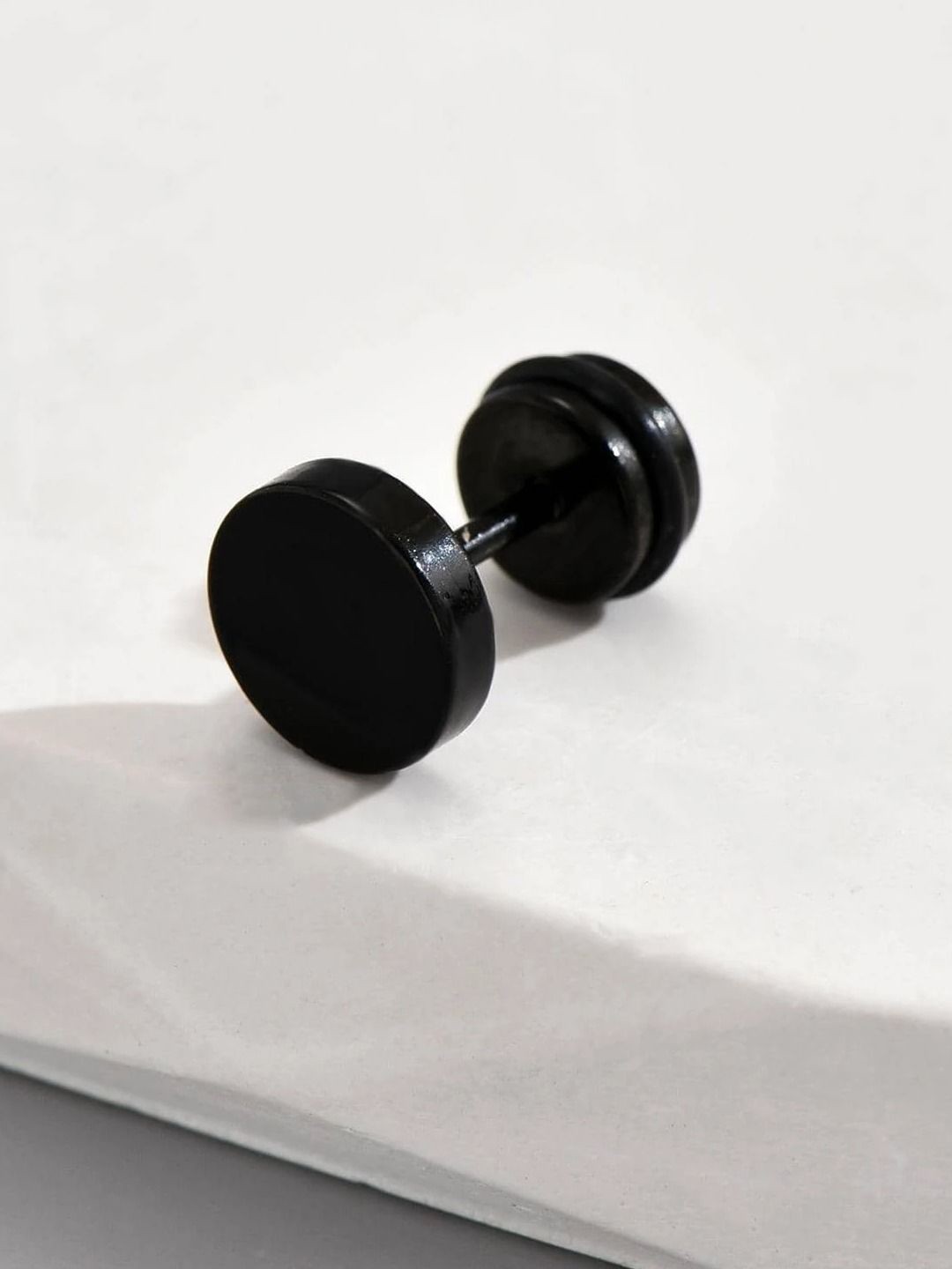 

KRENOZ Men Stainless Steel Single Stud, Black