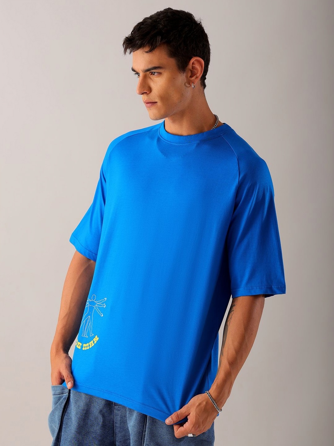

The Indian Garage Co Men Printed Applique T-shirt, Blue