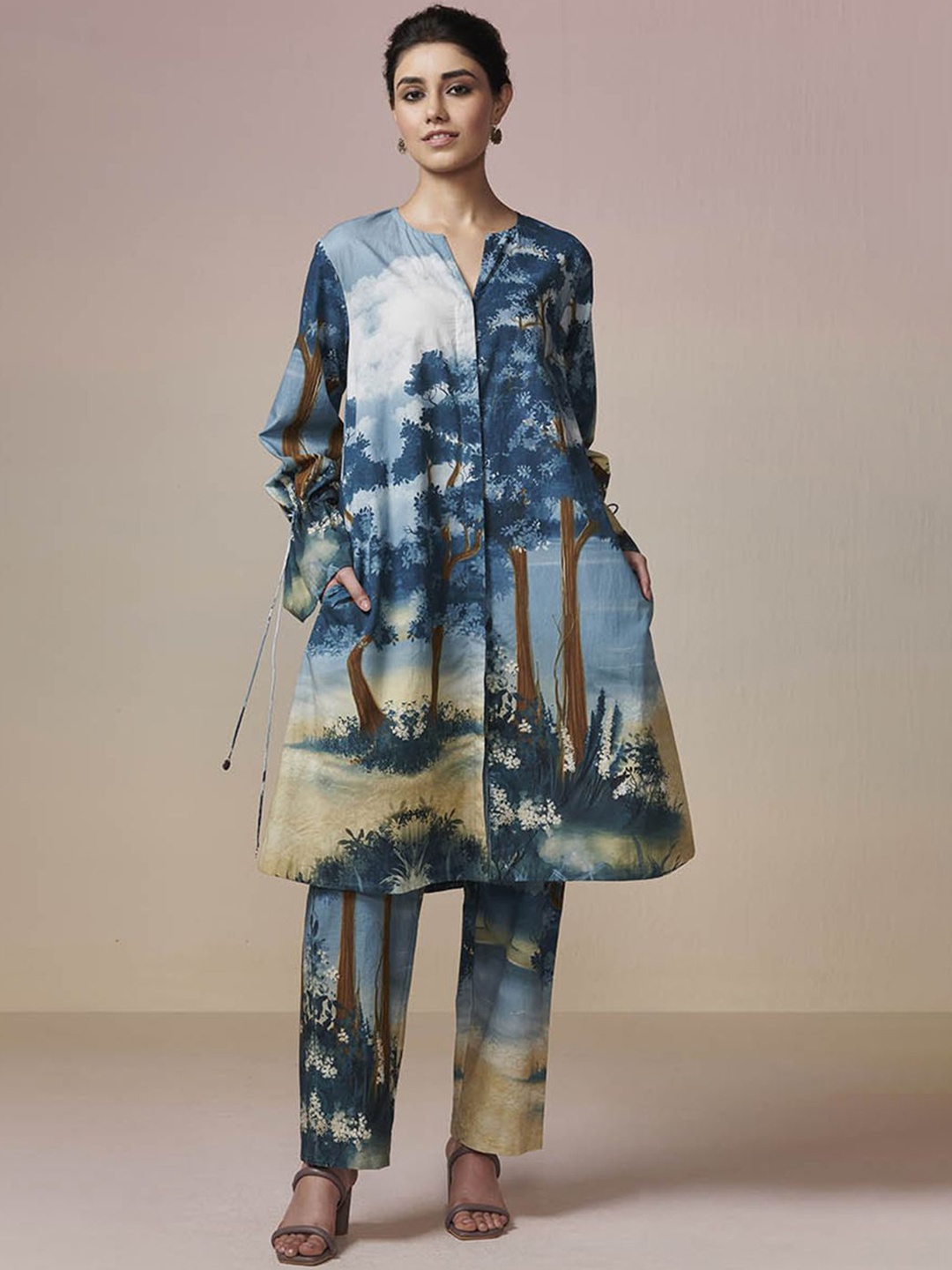 

Dressfolk Printed Tunic & Trouser, Blue