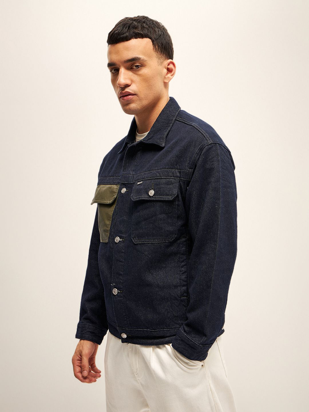 

THE BEAR HOUSE Men Solid Regular Fit Denim Jacket, Blue