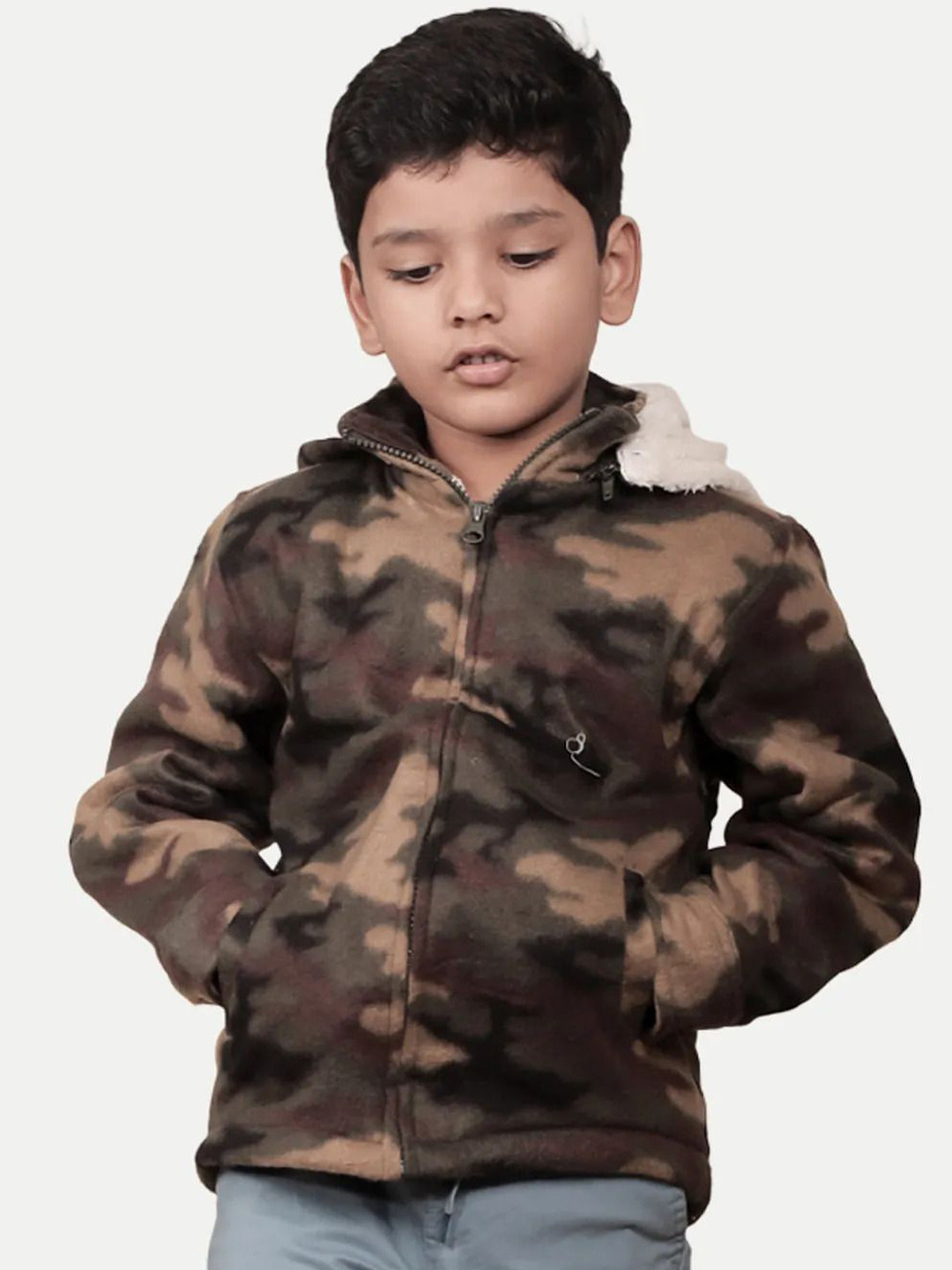 

BAESD Boys Camouflage Printed Windcheater Jacket, Brown