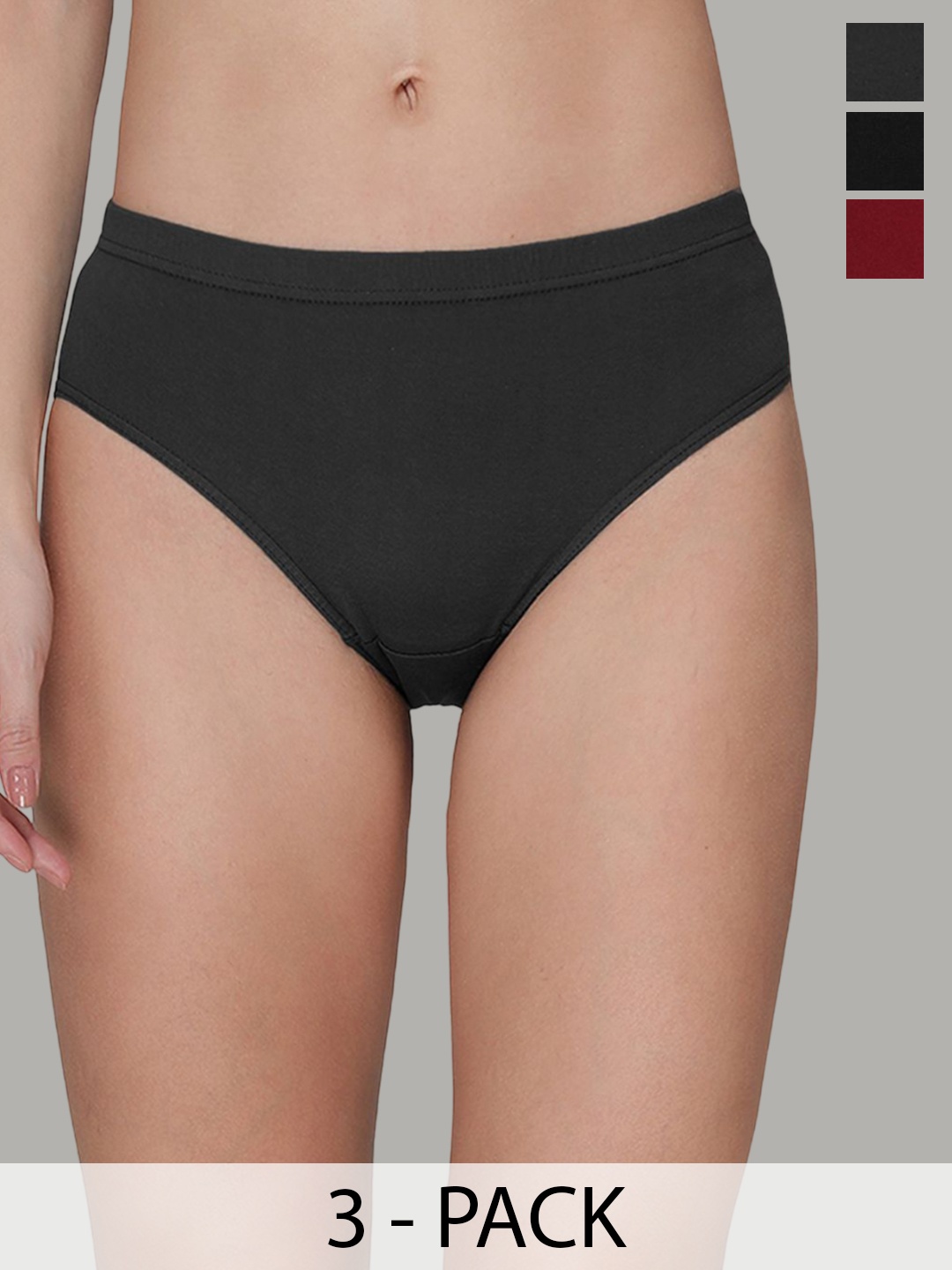 

AMUL COMFY Pack of 3 Women Mid-Rise Pure Cotton Hipster Briefs, Red