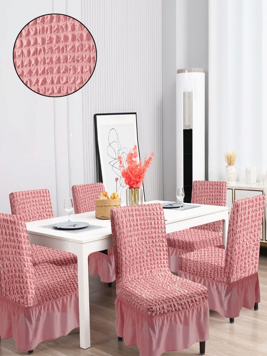 

Cortina Pack Of 6 Bubble Textured Pink Chair Covers