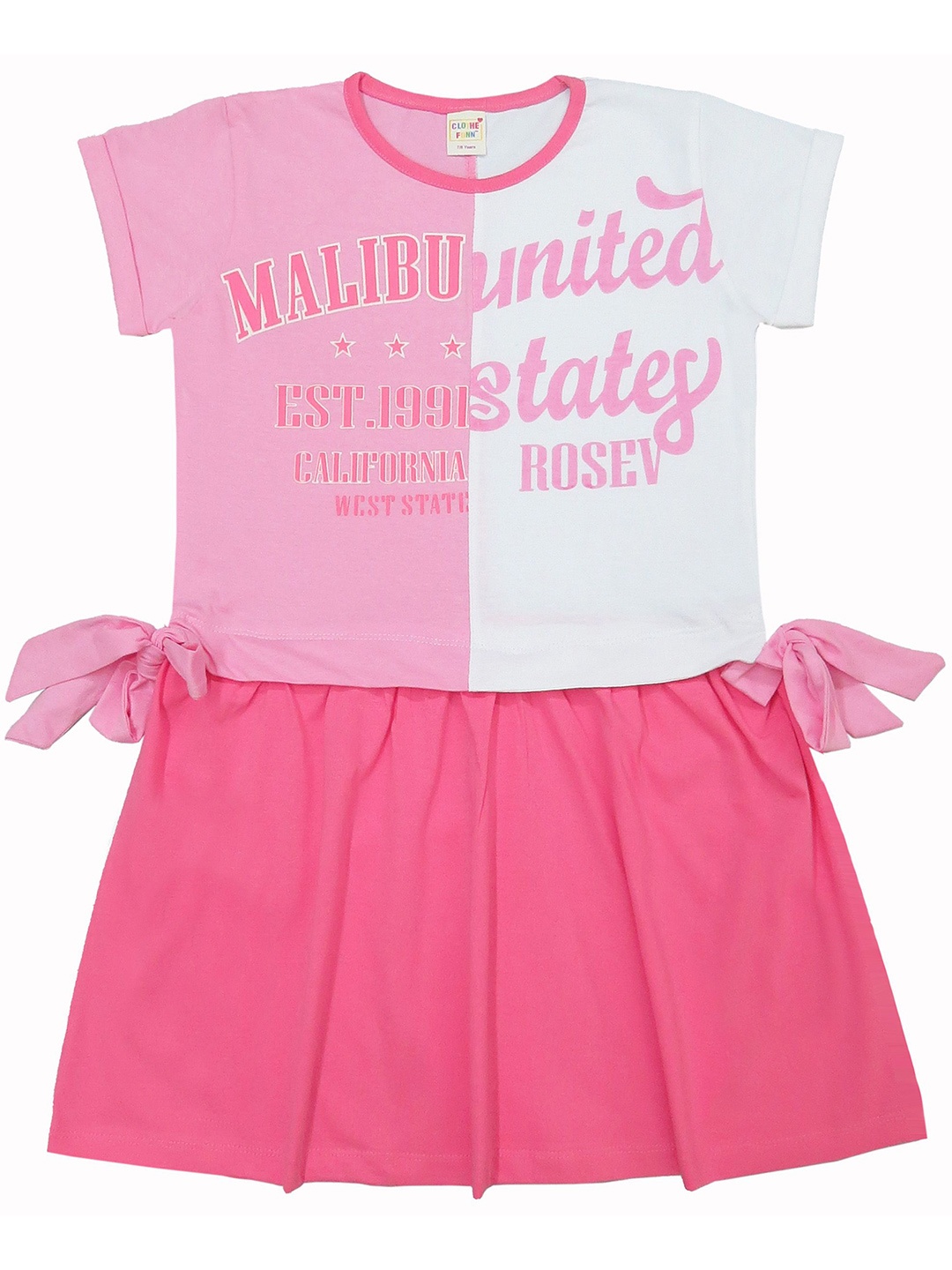 

Clothe Funn Printed A-Line Dress With Waist Knott, Pink
