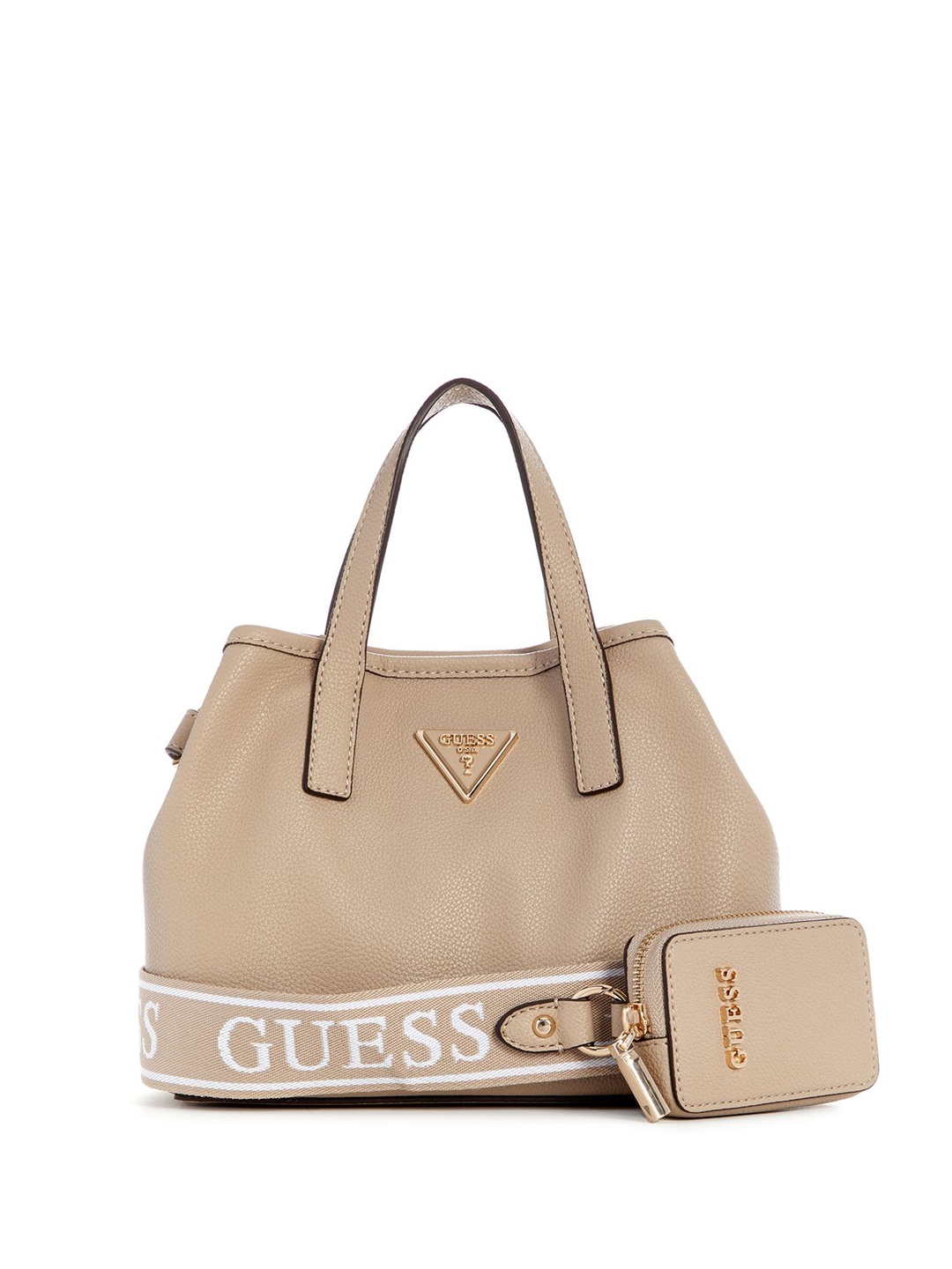 

GUESS PU Structured Handheld Bag, Beige