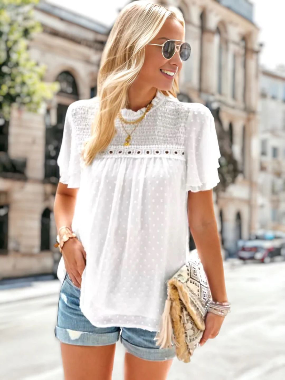 

StyleCast Women Self Design Round Neck Top, White