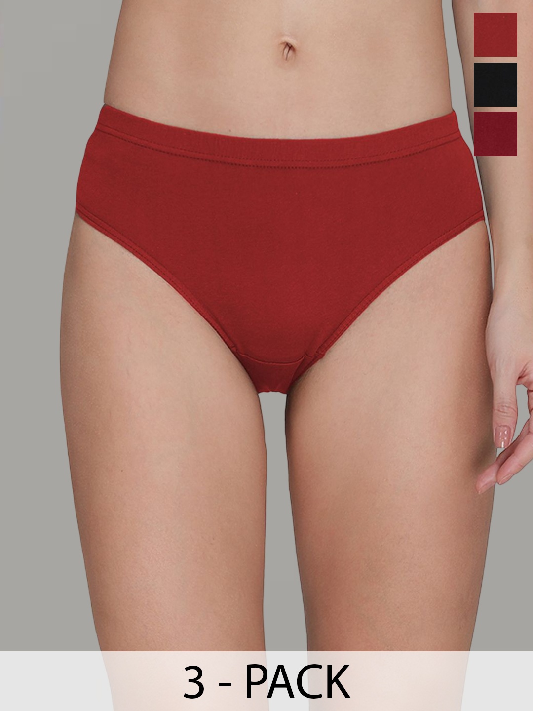 

AMUL COMFY Pack Of 3 Pure Cotton Hipster Briefs AC-PLPANIE-BK-CE-CB-4XL-3PC, Maroon