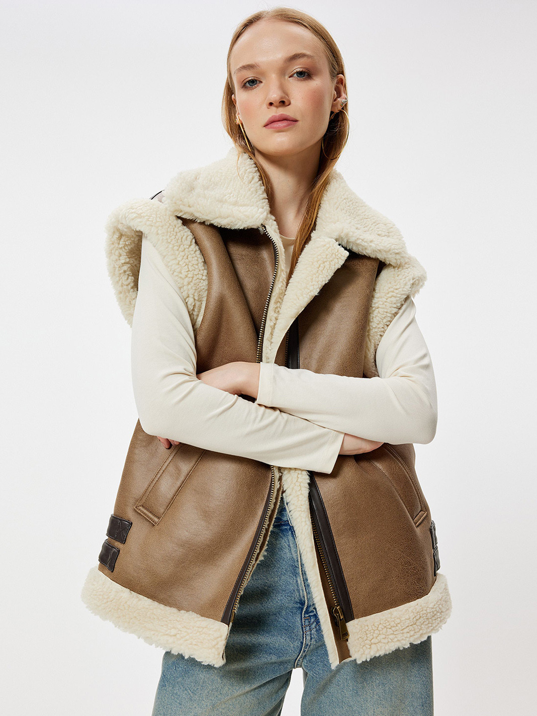 

Koton Mock Collar Parka Jacket, Brown