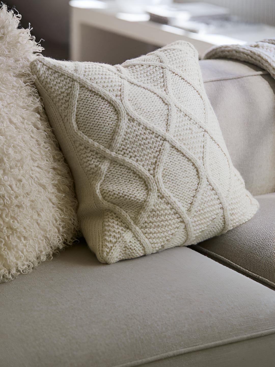 

H&M Beige Knitted Cushion Cover