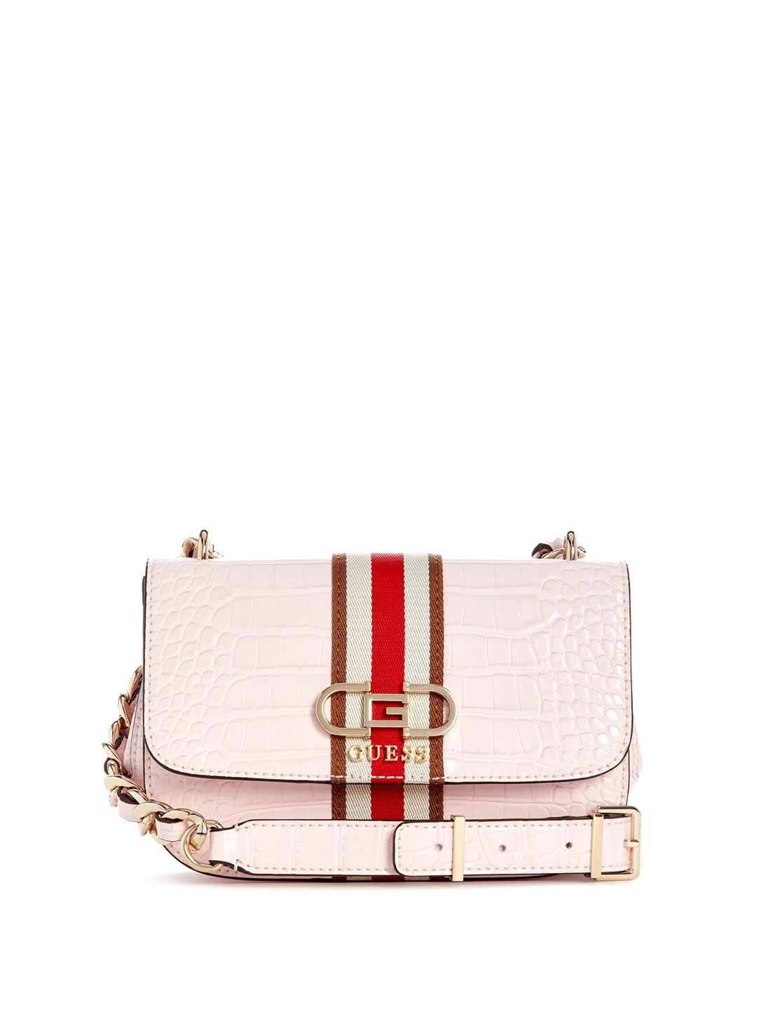 

GUESS Animal Textured PU Structured Sling Bag, Pink