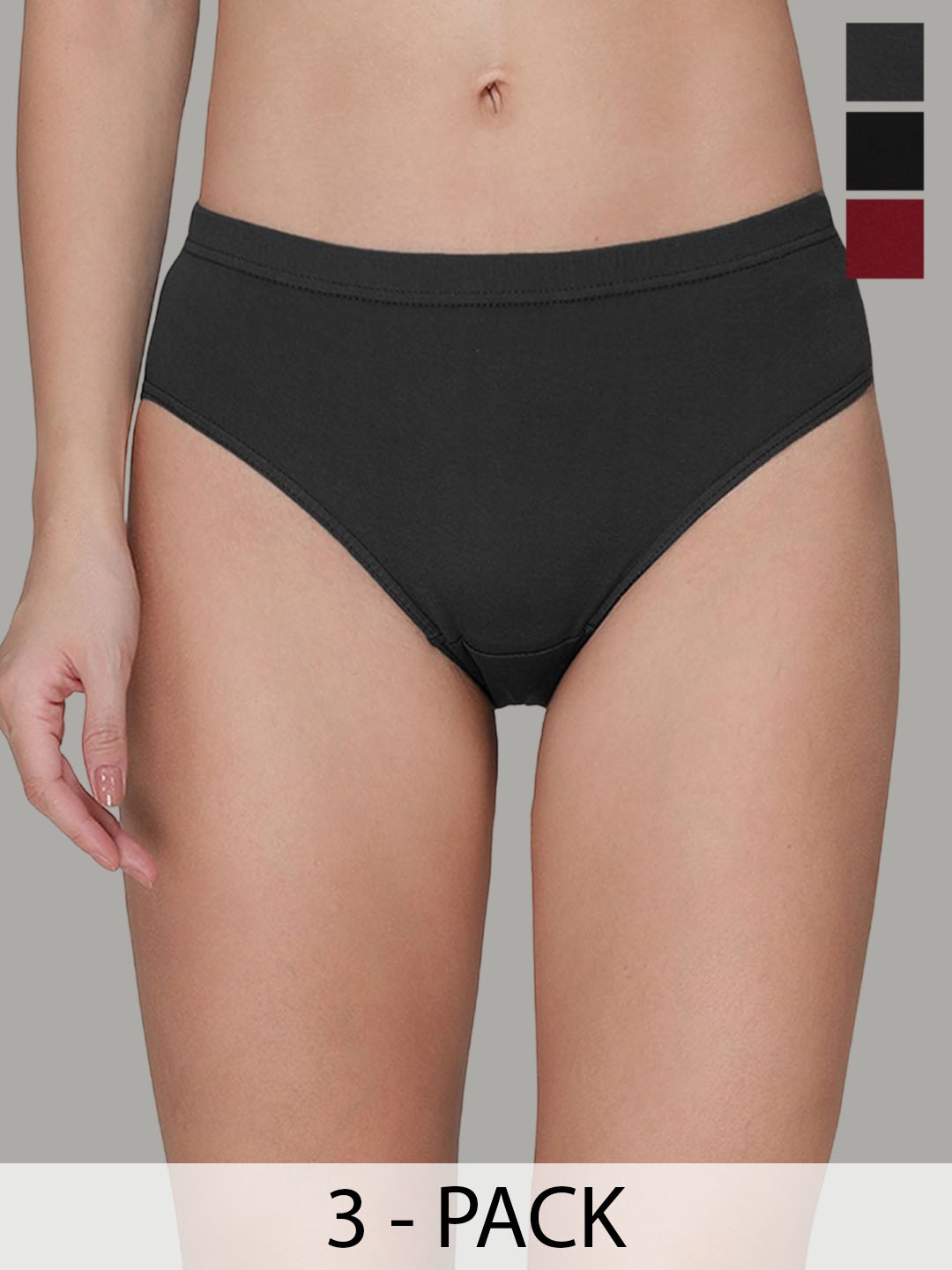 

AMUL COMFY Pack Of 3 Pure Cotton Hipster Briefs AC-PLPANIE-BK-CE-EG-4XL-3PC, Maroon