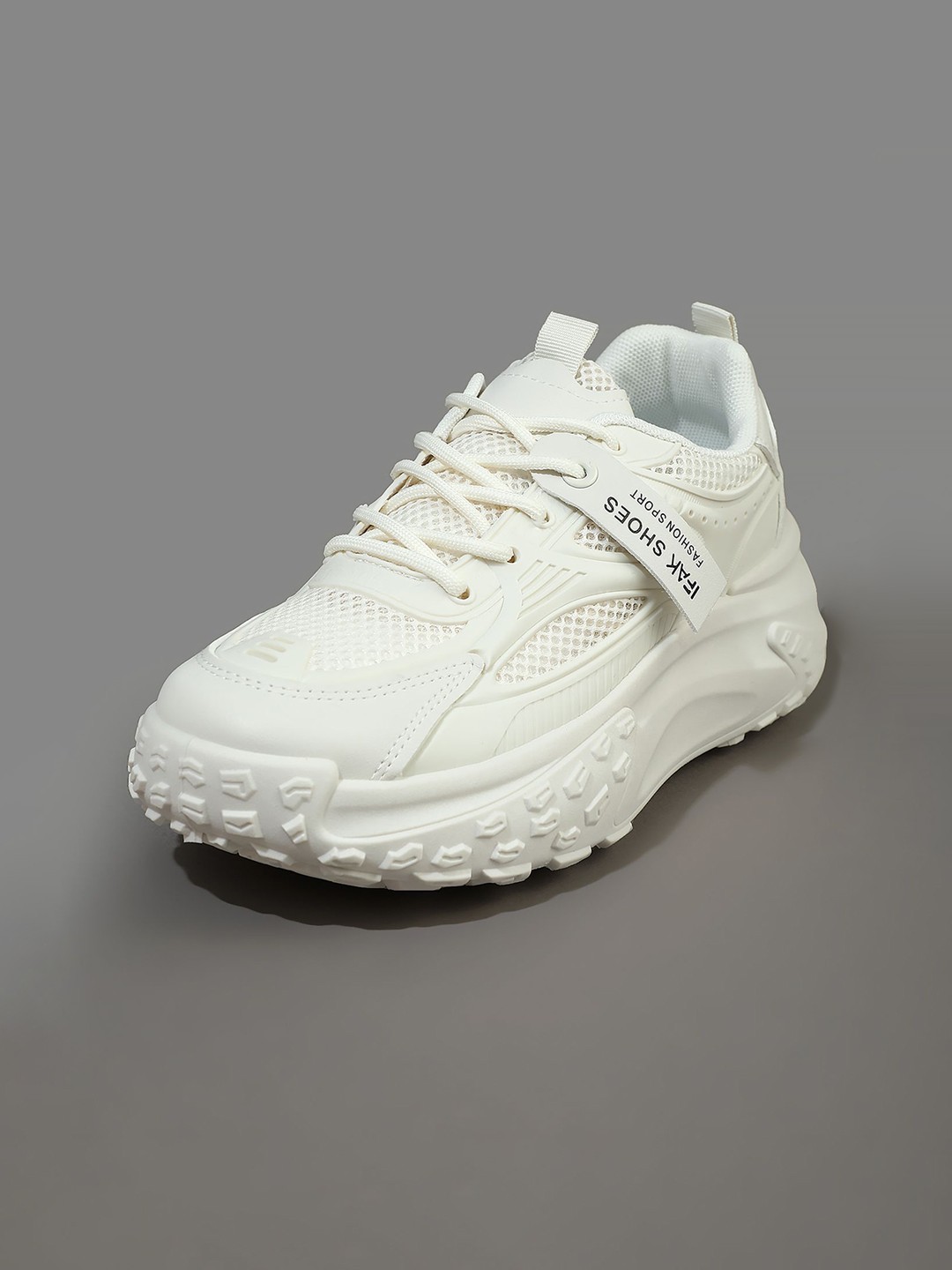 

LULU & SKY Women PU Round Toe Lace-Ups Sneakers, White