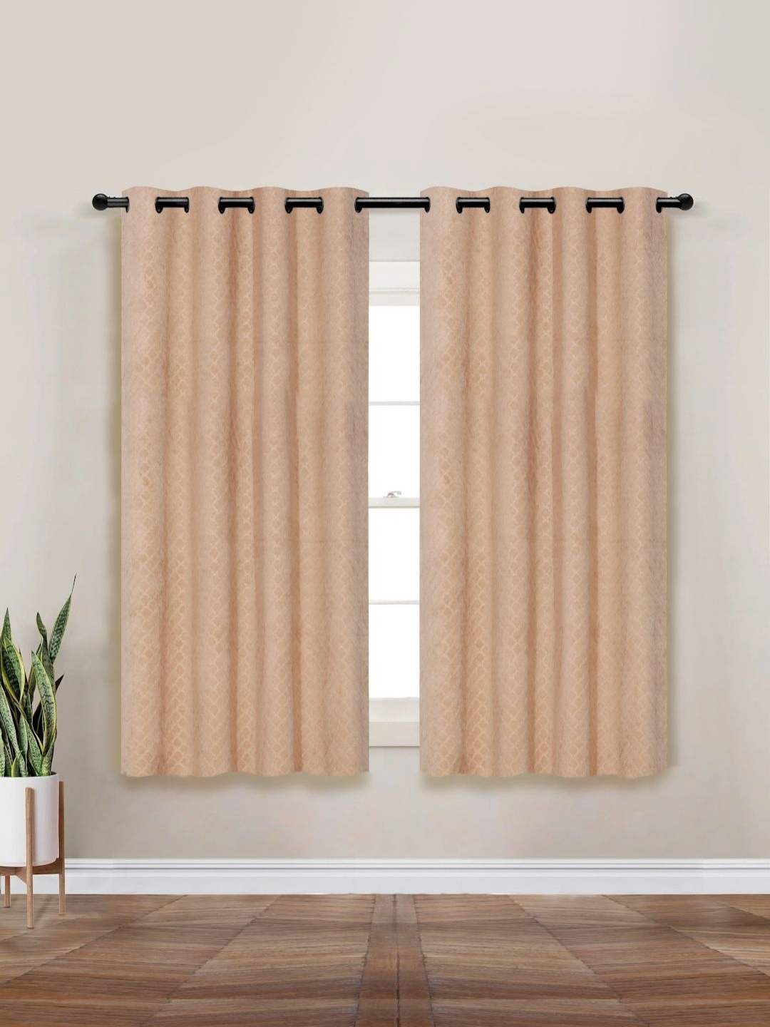

Myntra Elegant Homes Cream-Coloured Set of 2 Ethnic Motifs Black Out Window Curtain