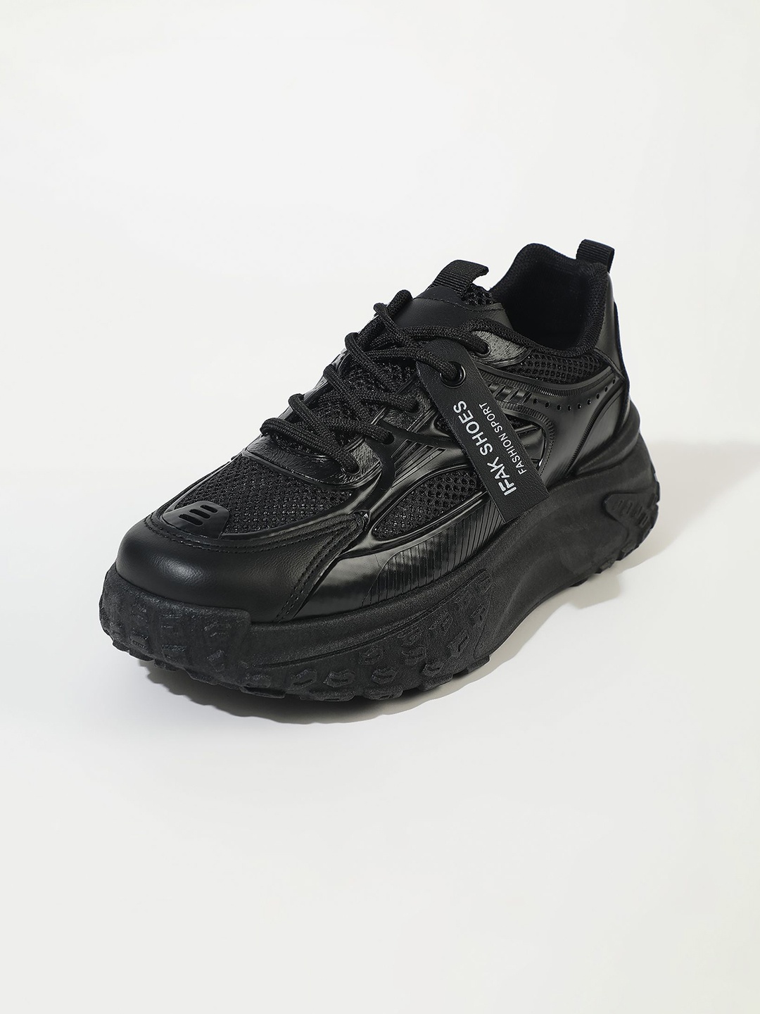 

LULU & SKY Women Textured PU Sneakers, Black
