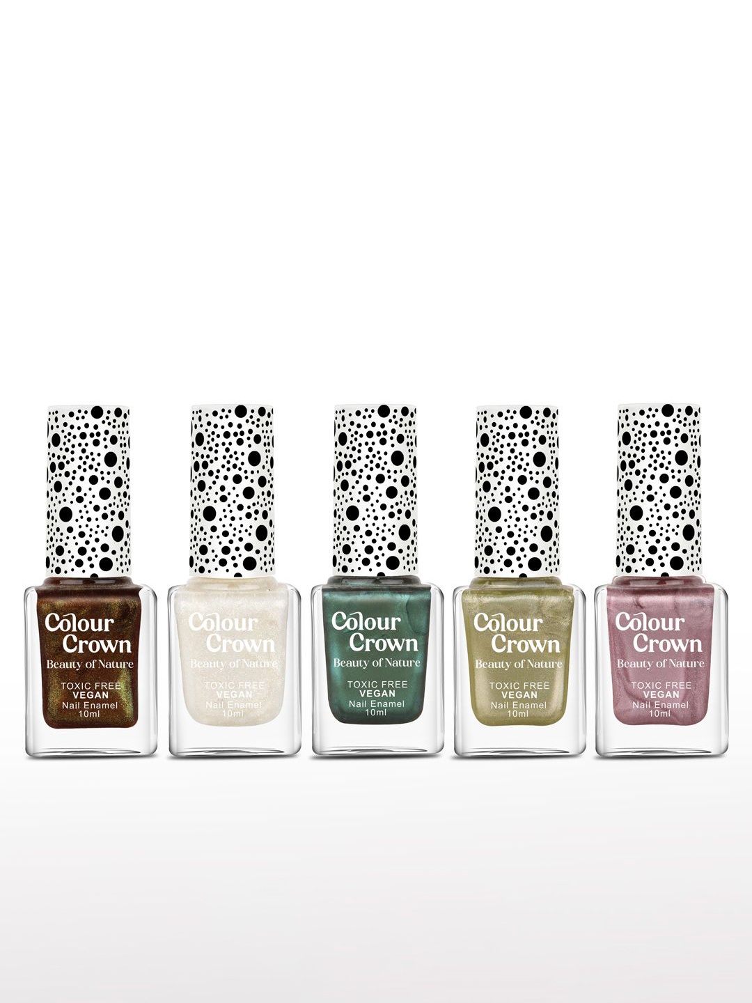 

CROWN Beauty Of Nature Set Of 5 Nail Enamel - 10ml Each - Cocktail Mode, Maroon