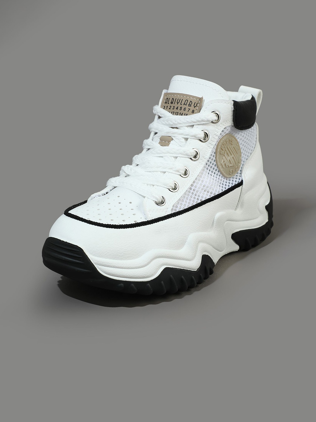 

LULU & SKY Women Mid-Top Colourblocked PU Sneakers, White