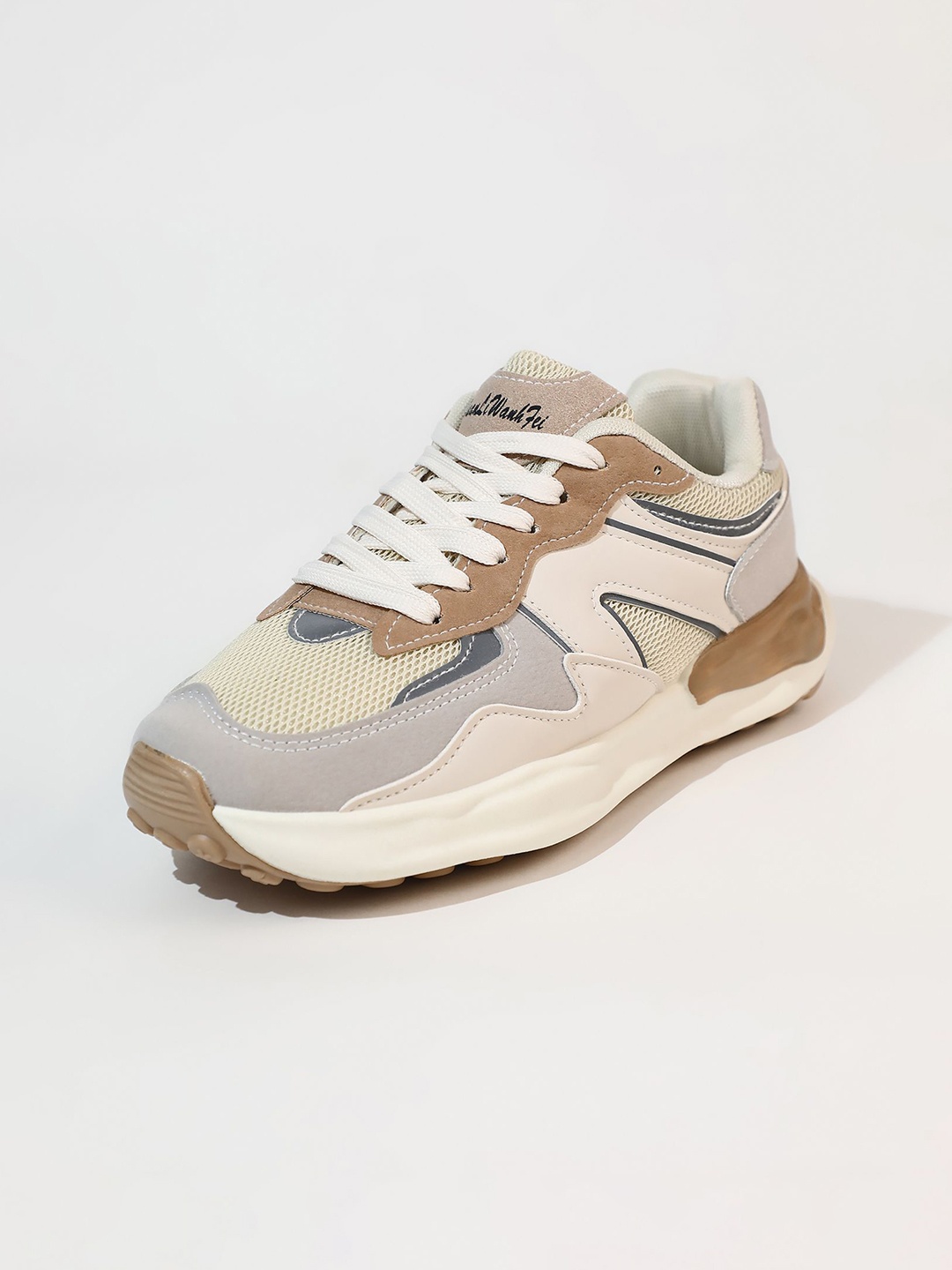 

LULU & SKY Women Colourblocked PU Sneakers, Beige