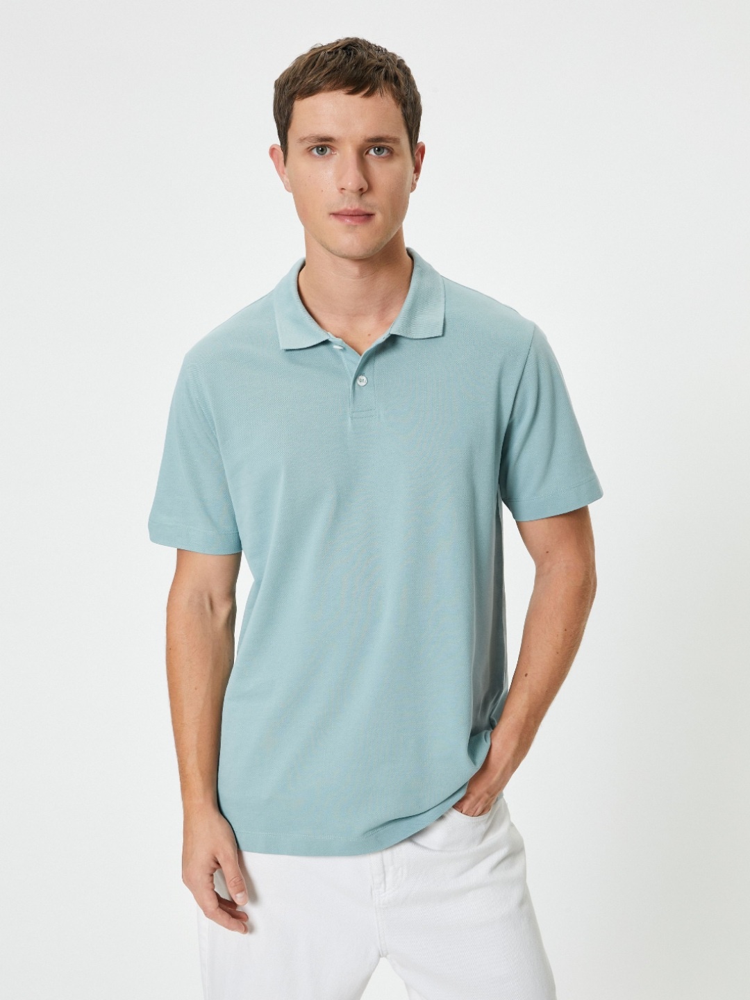 

Koton Men Polo Collar Applique Slim Fit T-shirt, Green