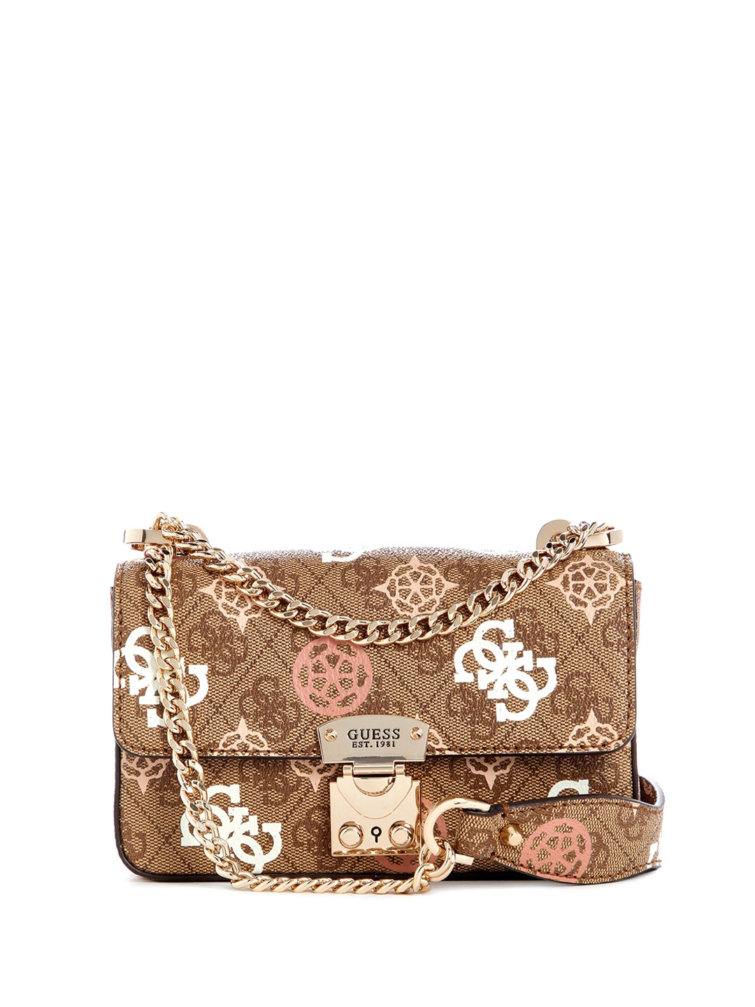 

GUESS PU Structured Sling Bag, Brown