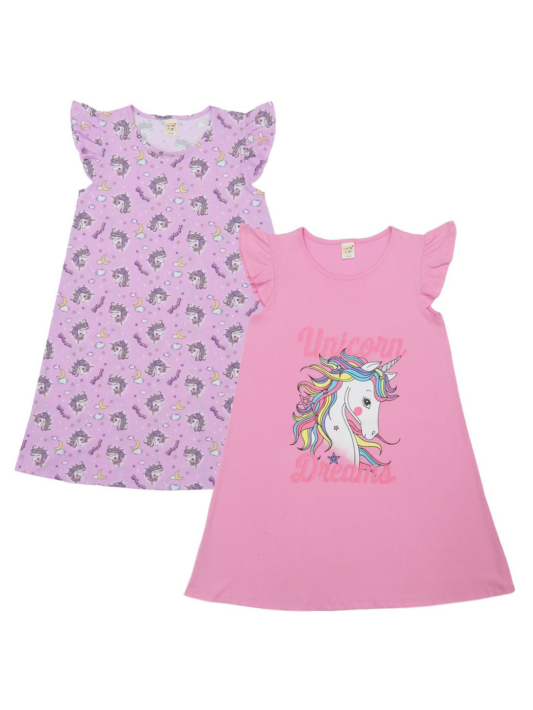 

Clothe Funn Girls Printed Maxi Nightdress, Pink