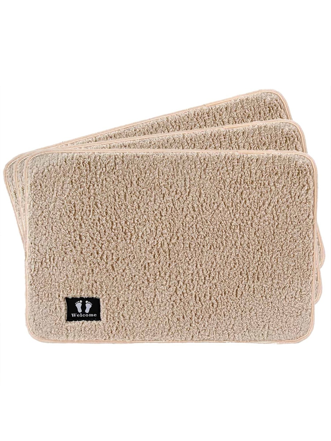 

Kuber Industries Khaki 3 Pieces Textured 240 GSM Bath Rugs
