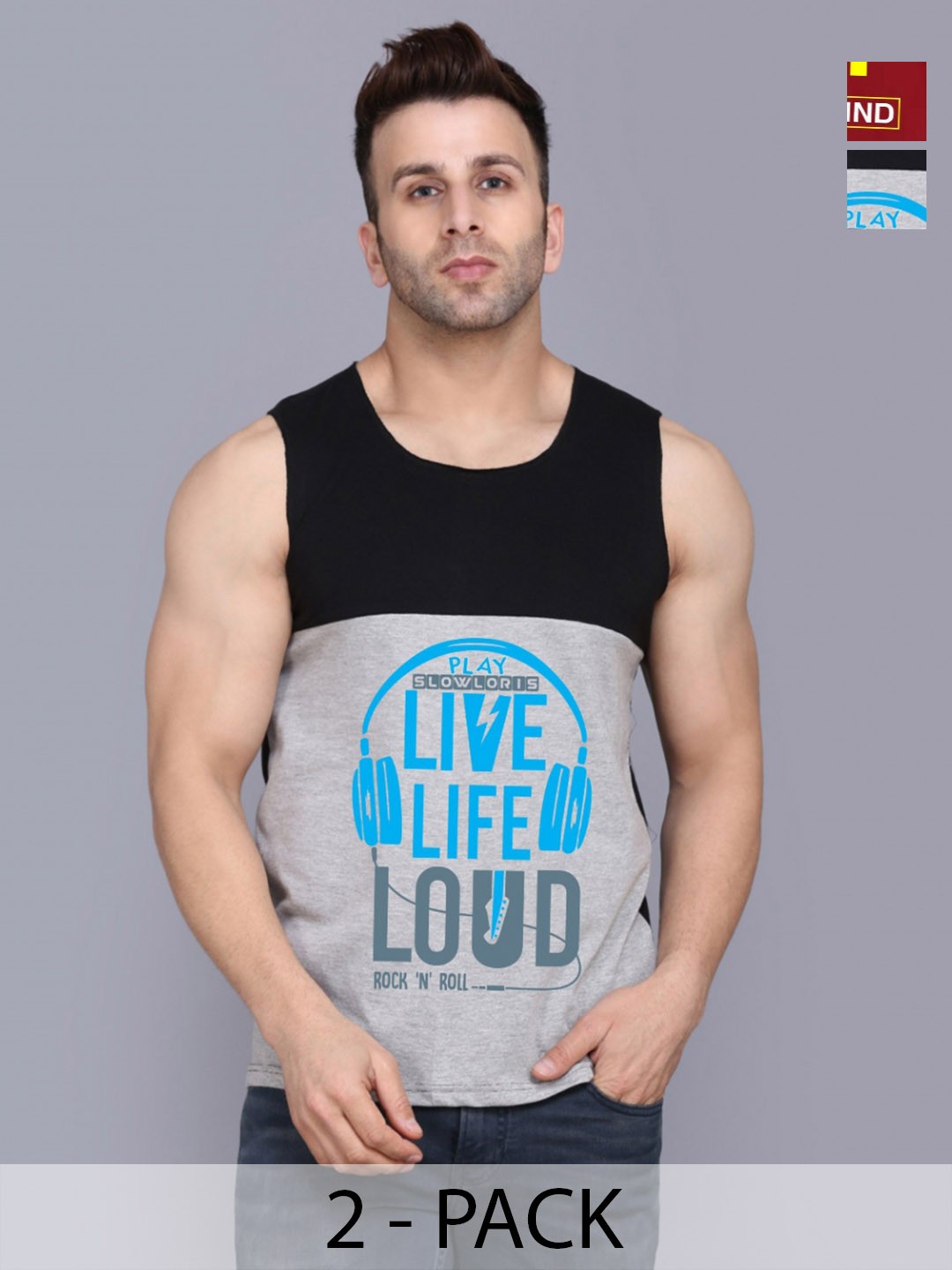 

SLOWLORIS Men Pack Of 2 Typography Printed Round Neck Cotton Slim Fit T-shirts, Black