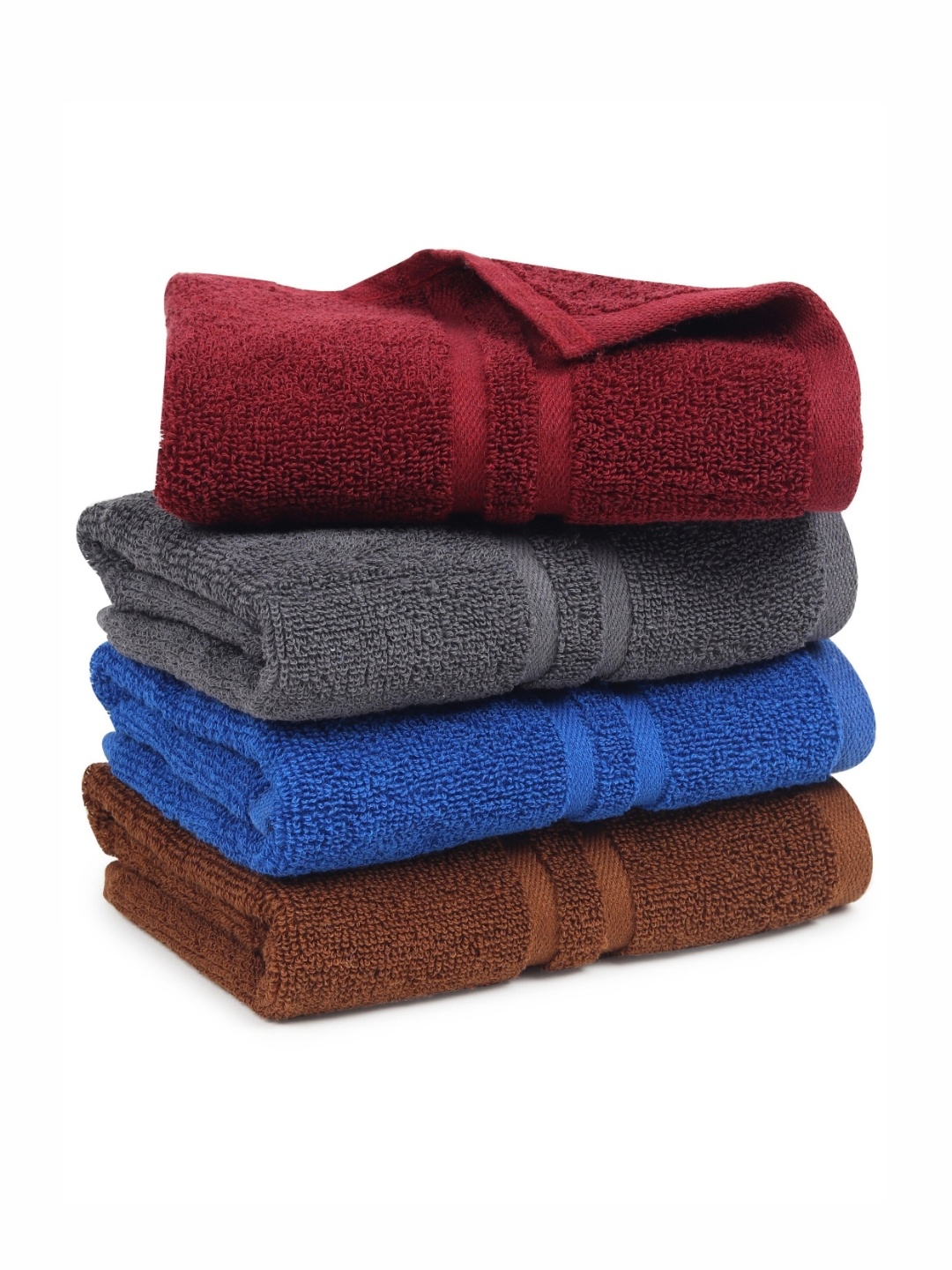 

ZAHYA Set of 4 Terry Cotton Hand Towels, Brown