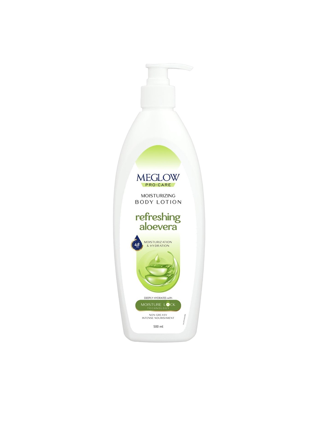 

MEGLOW Refreshing Aloevera Moisturizing Body Lotion with Moisture Lock Technology - 500 ml, White