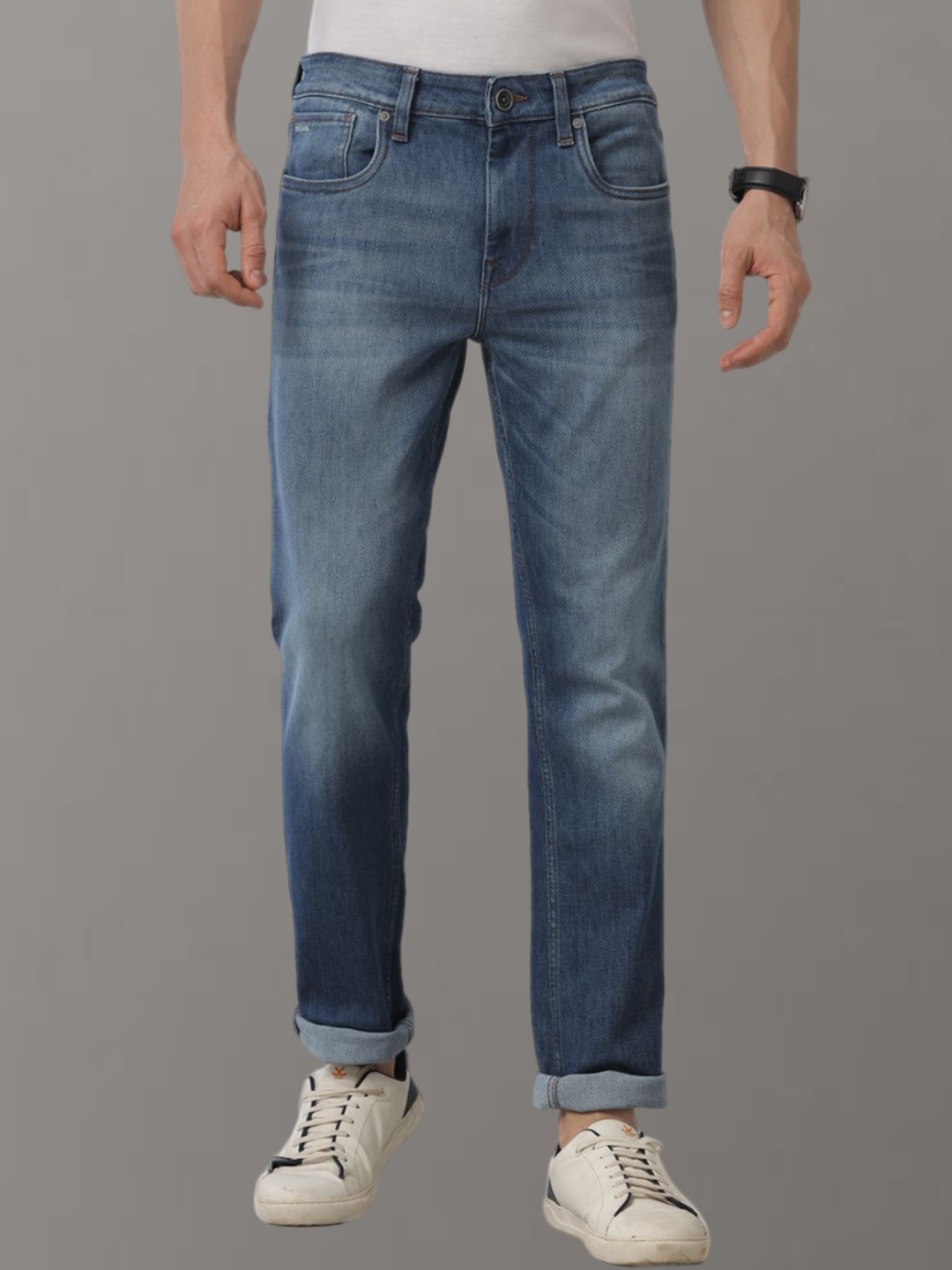 

Voi Jeans Men Mid-Rise Slim Fit Heavy Fade Stretchable Jeans, Purple