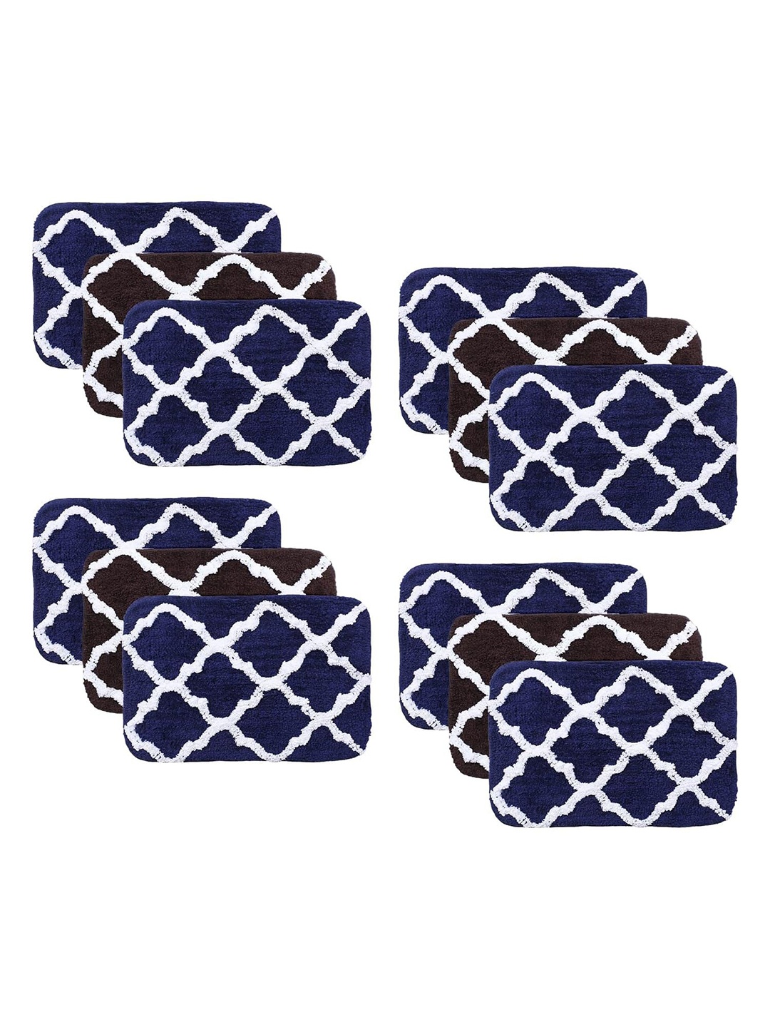 

Kuber Industries Brown & Blue 12 Pcs Printed Microfiber Anti Skid Doormats