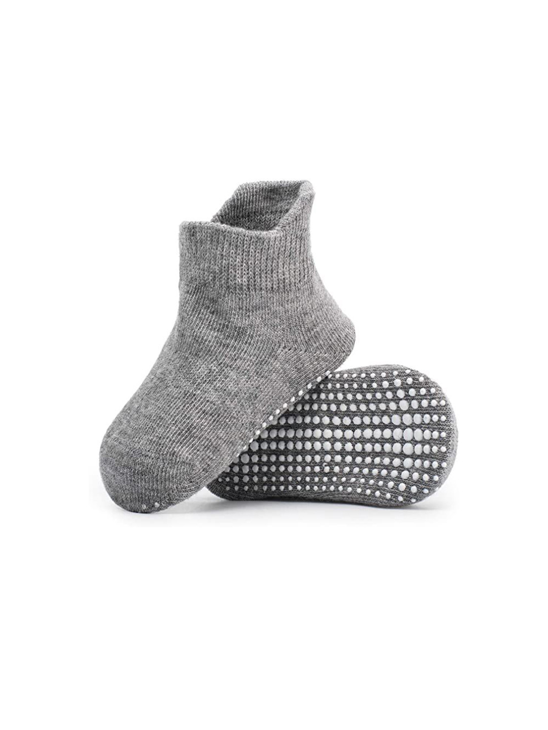 

AHC Kids Cotton Anti Skid Ankle Length Socks, Grey
