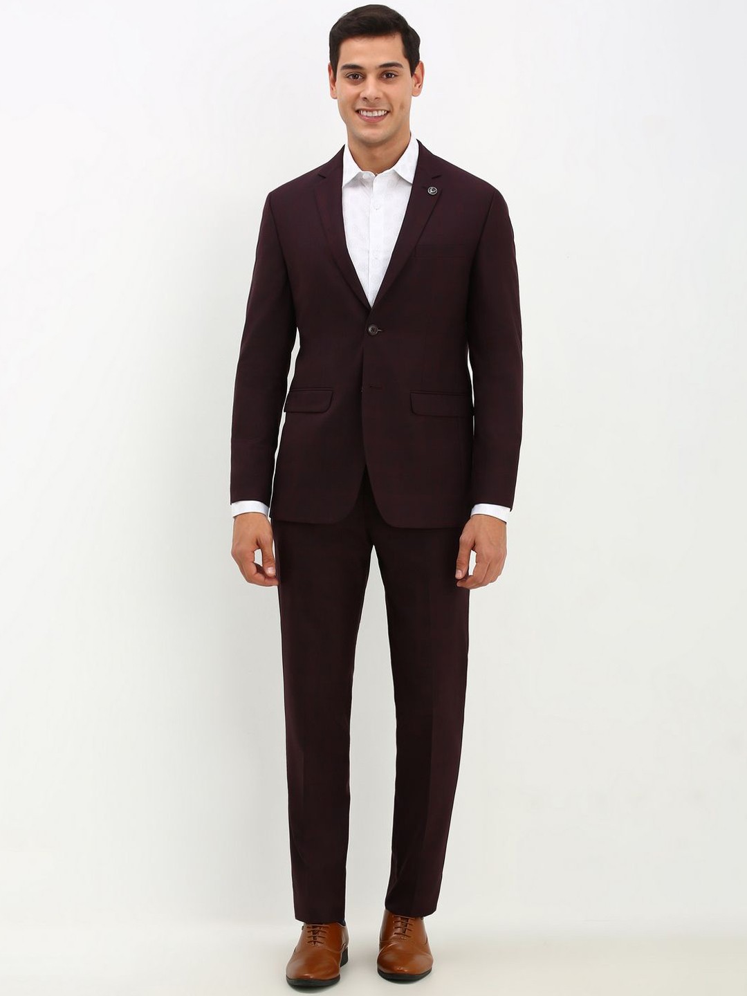 

Allen Solly Checked Slim-Fit Single-Breasted Formal Suits, Maroon