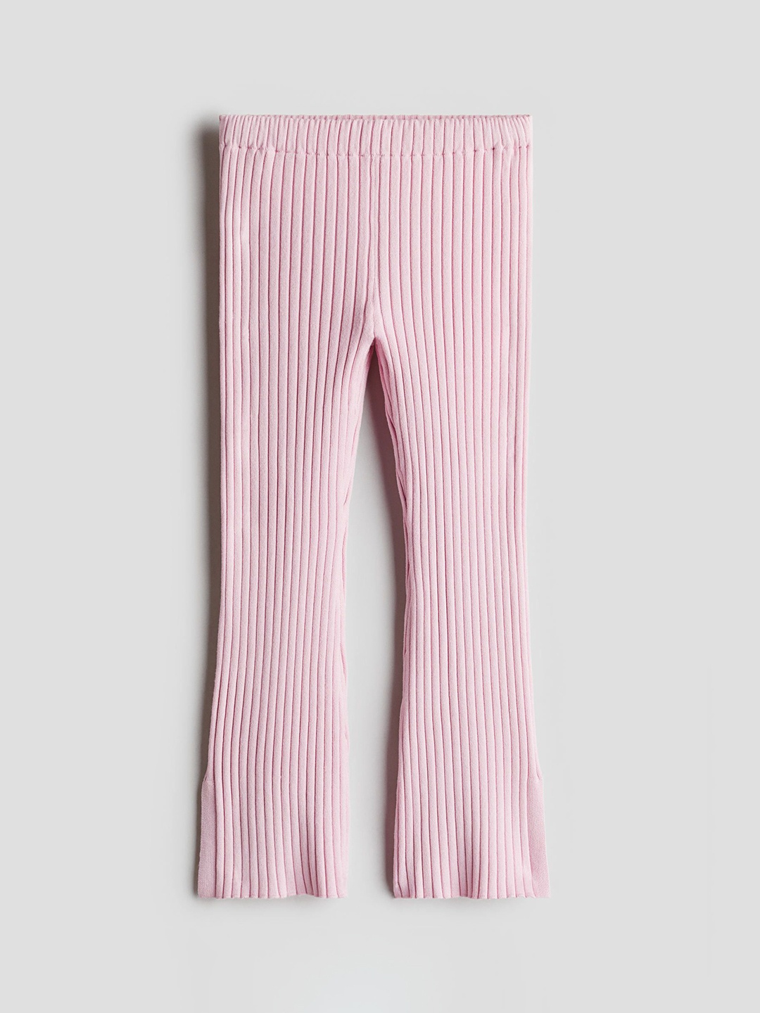 

H&M Girls Flared Rib-Knit Trousers, Pink