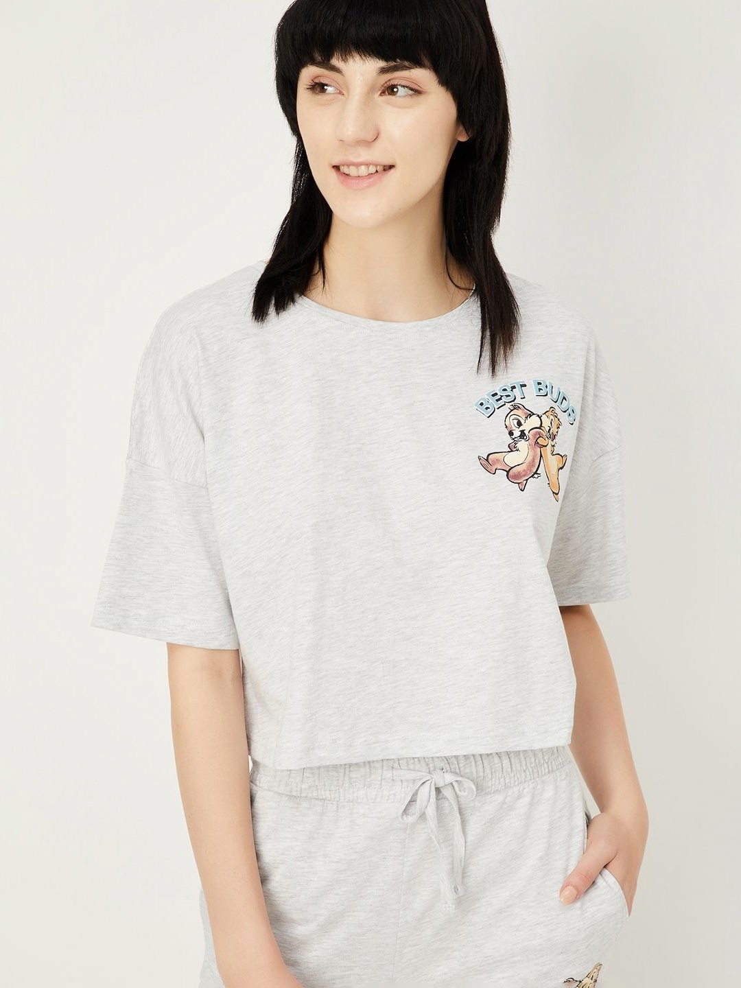 

max Women Printed T-shirt, Grey