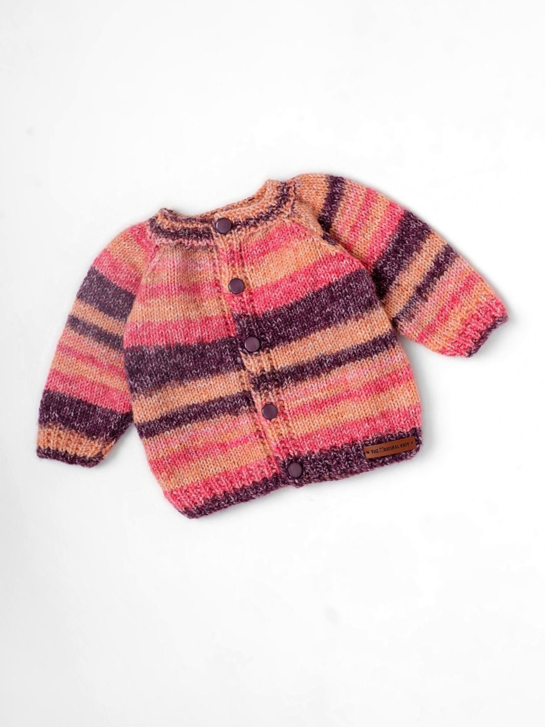 

The Original Knit Unisex Kids Striped Cardigan, Orange