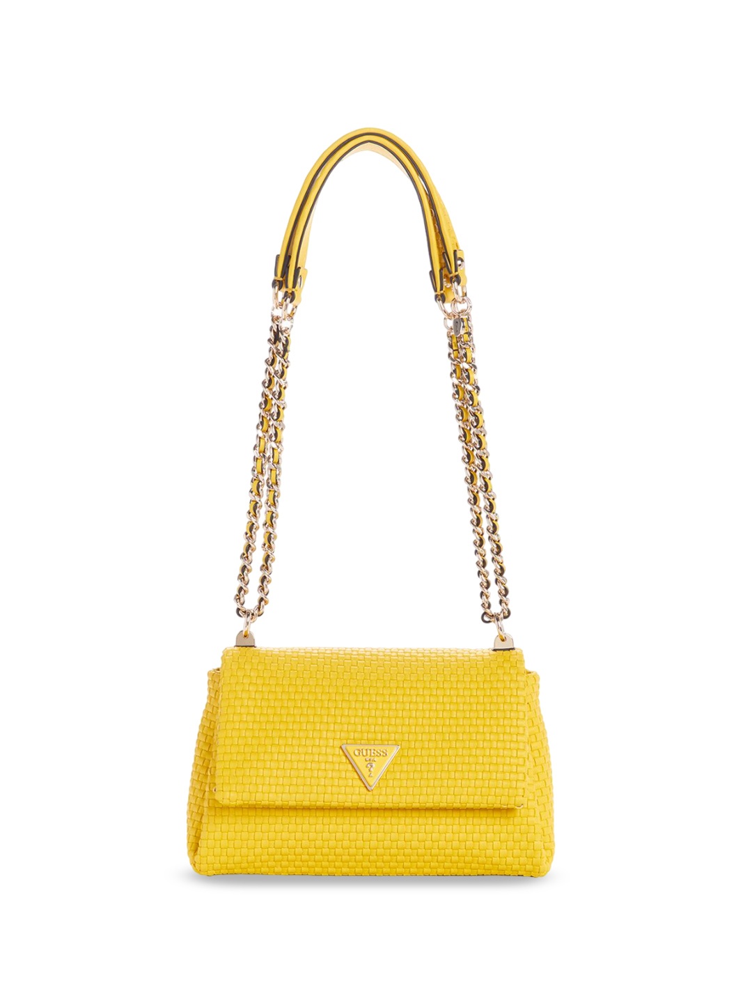 

GUESS PU Bowling Shoulder Bag with Bow Detail, Yellow