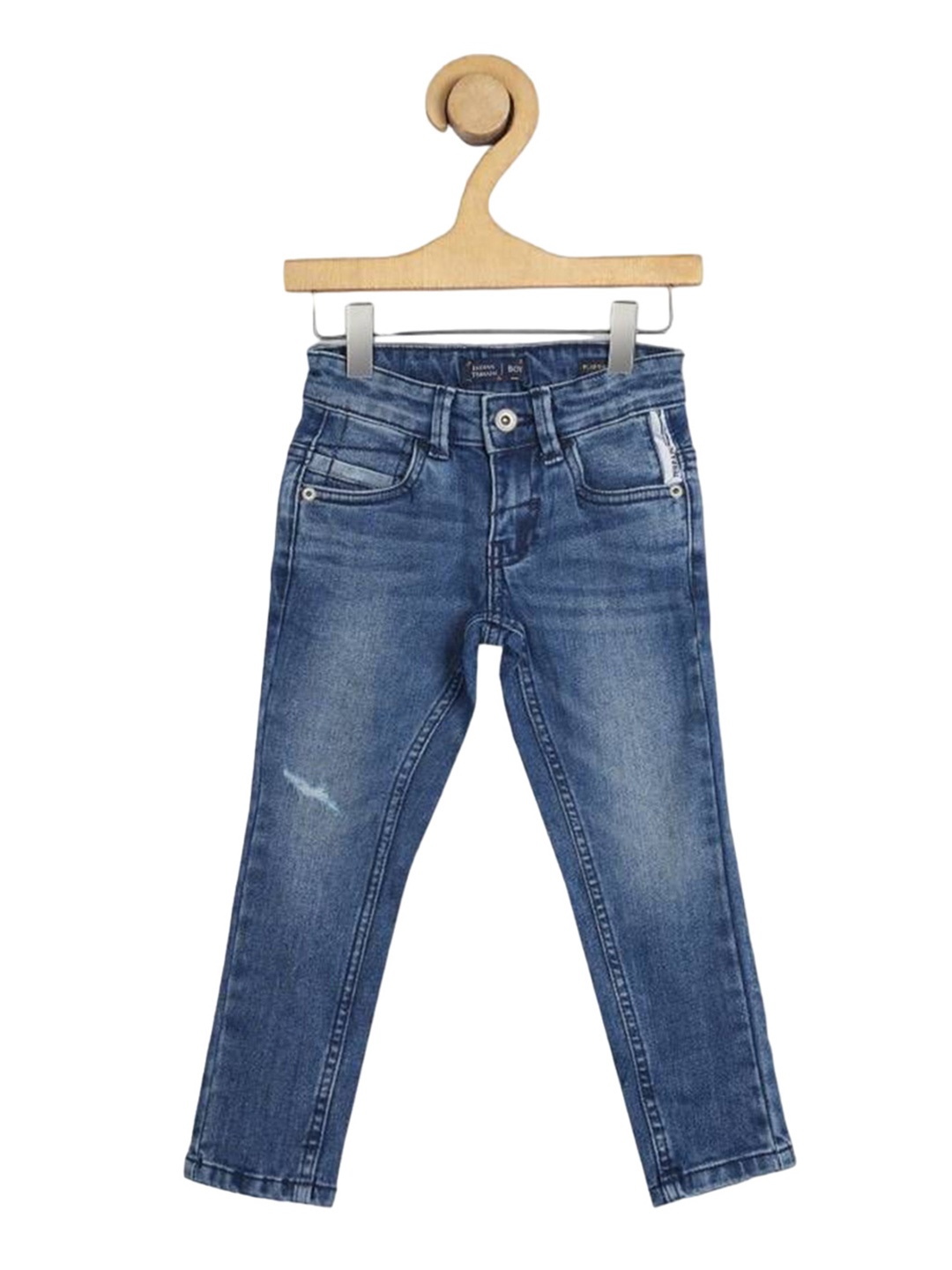 

Indian Terrain Boys Classic Mid-Rise Low Distress Light Fade Jeans, Blue
