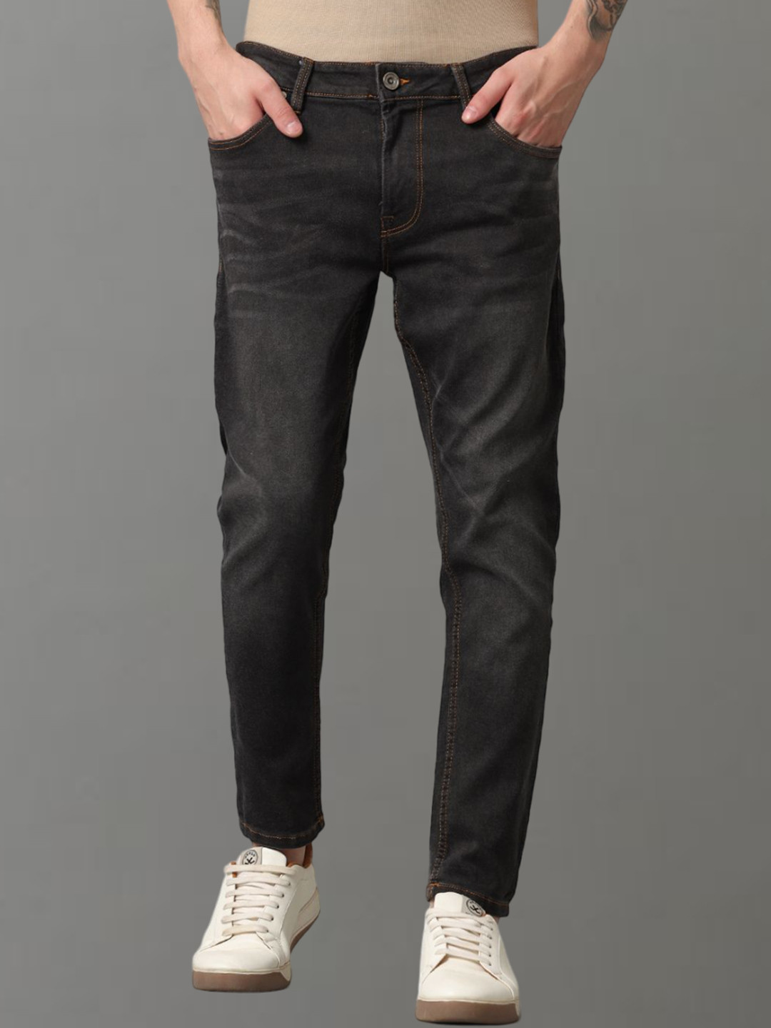 

Voi Jeans Men Skinny Fit Light Fade Stretchable Denim Jeans, Black