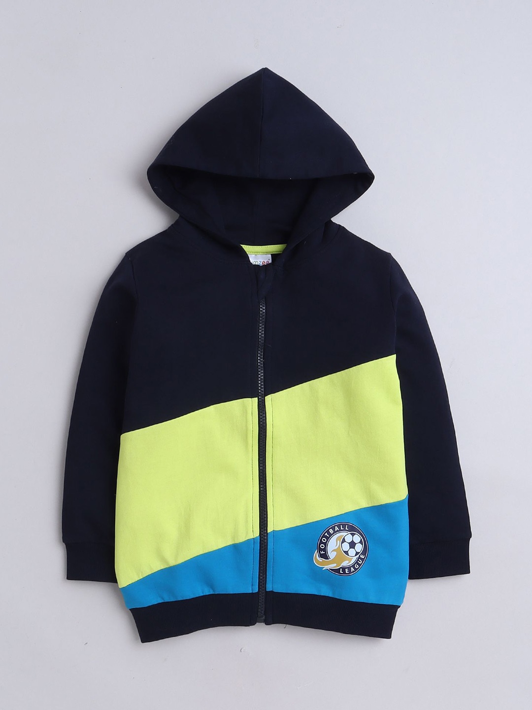 

BUMZEE Boys Colourblocked Hooded Sweatshirt, Navy blue