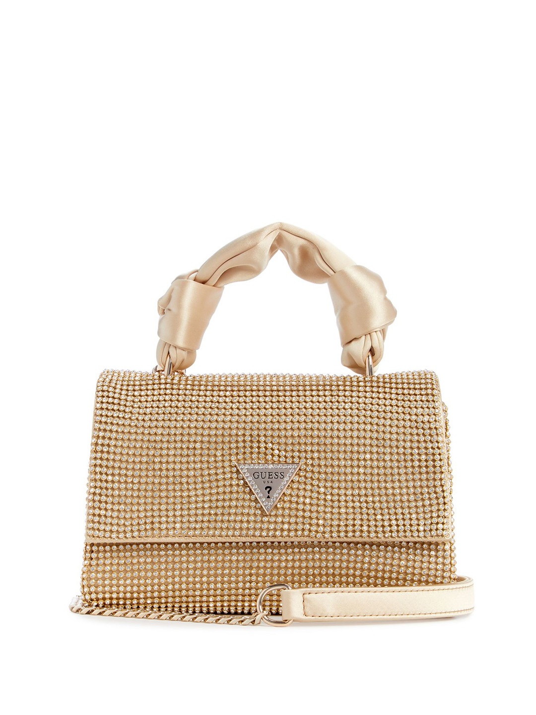 

GUESS Textured Structured Handheld Bag with Cut Work, Gold