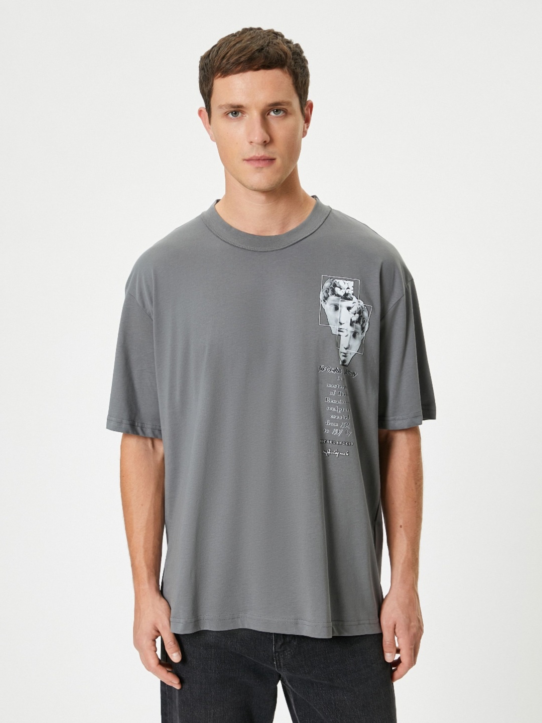 

Koton Men Raw Edge T-shirt, Grey