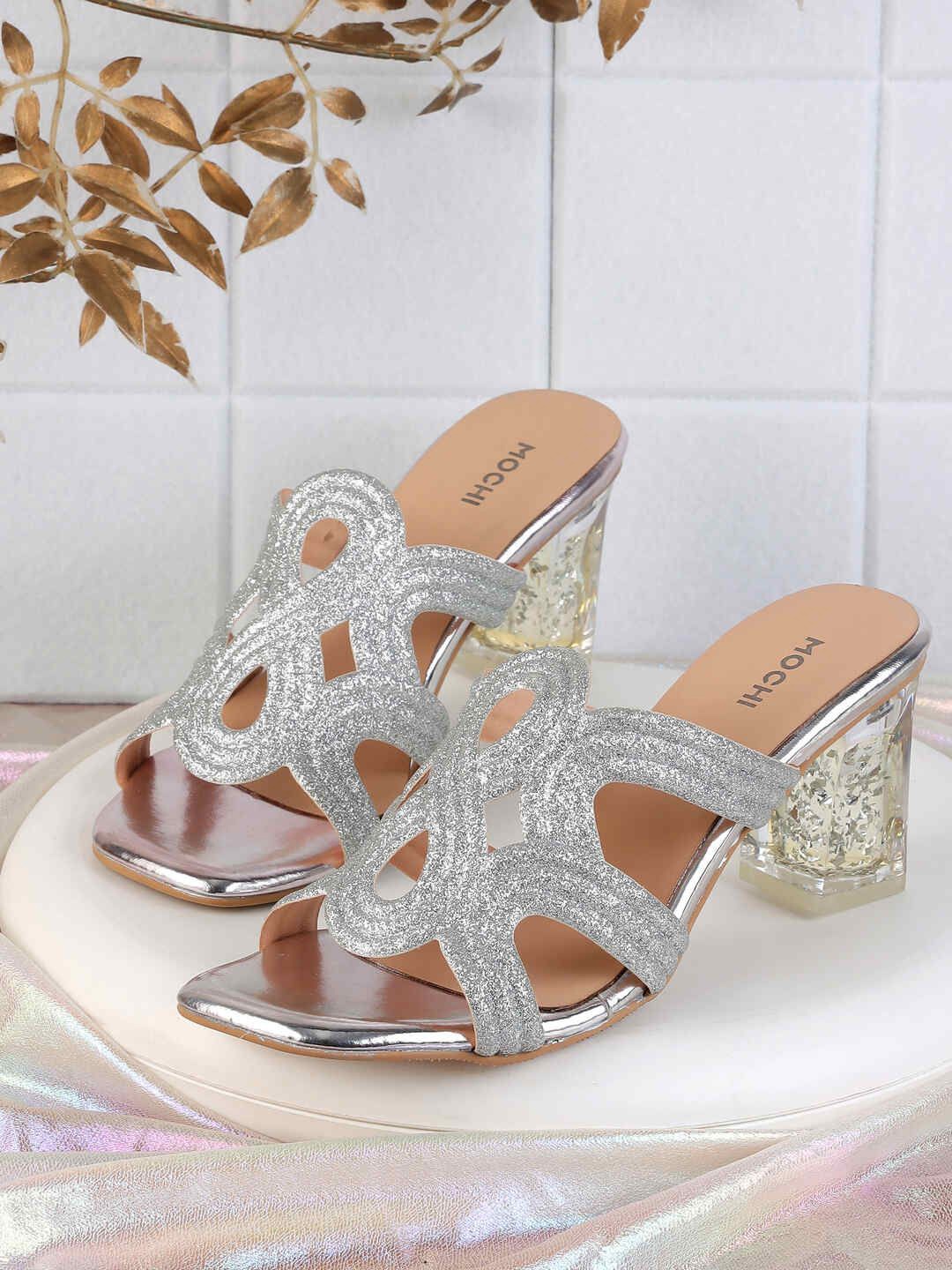 

Mochi Embellished Block Heel Sandals, Silver