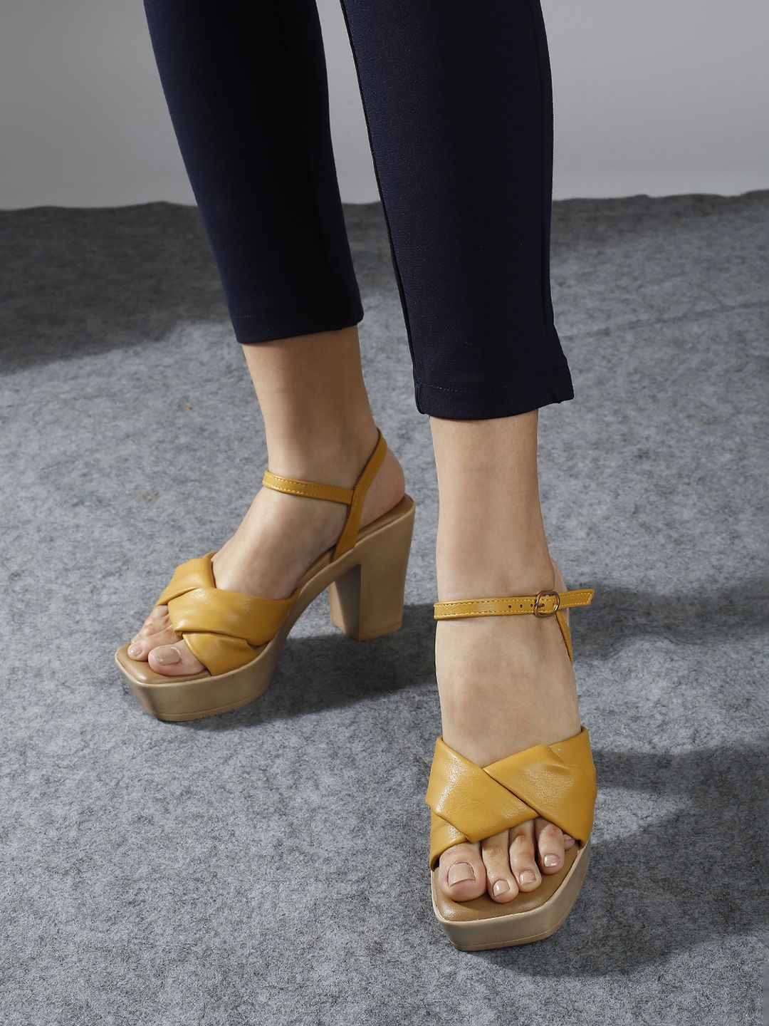 

Inc 5 Women Block Sandals, Yellow