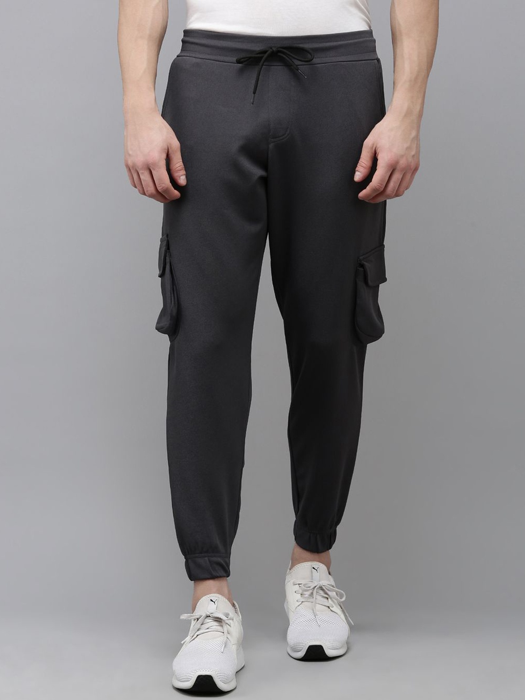 

MADSTO Men Regular Fit Cargo Joggers Trackpants, Grey