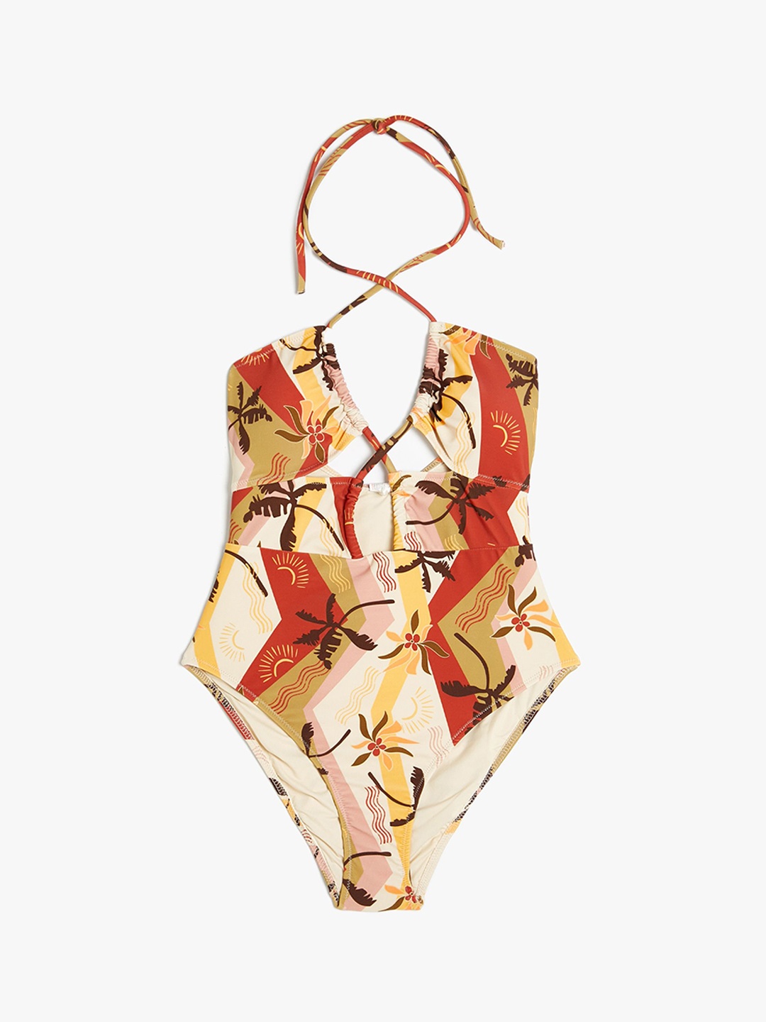 

Koton Printed Swim Bodysuit, Brown
