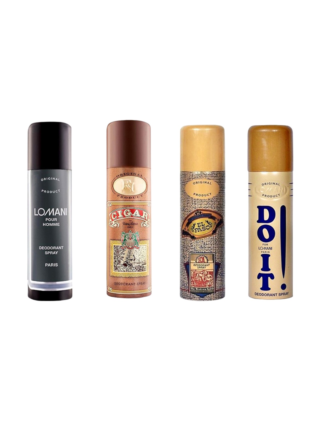 

Lomani Set Of 4 Pour Homme Cigar El Paso & Do It Long Lasting Deodorant Spray - 200g Each, Brown