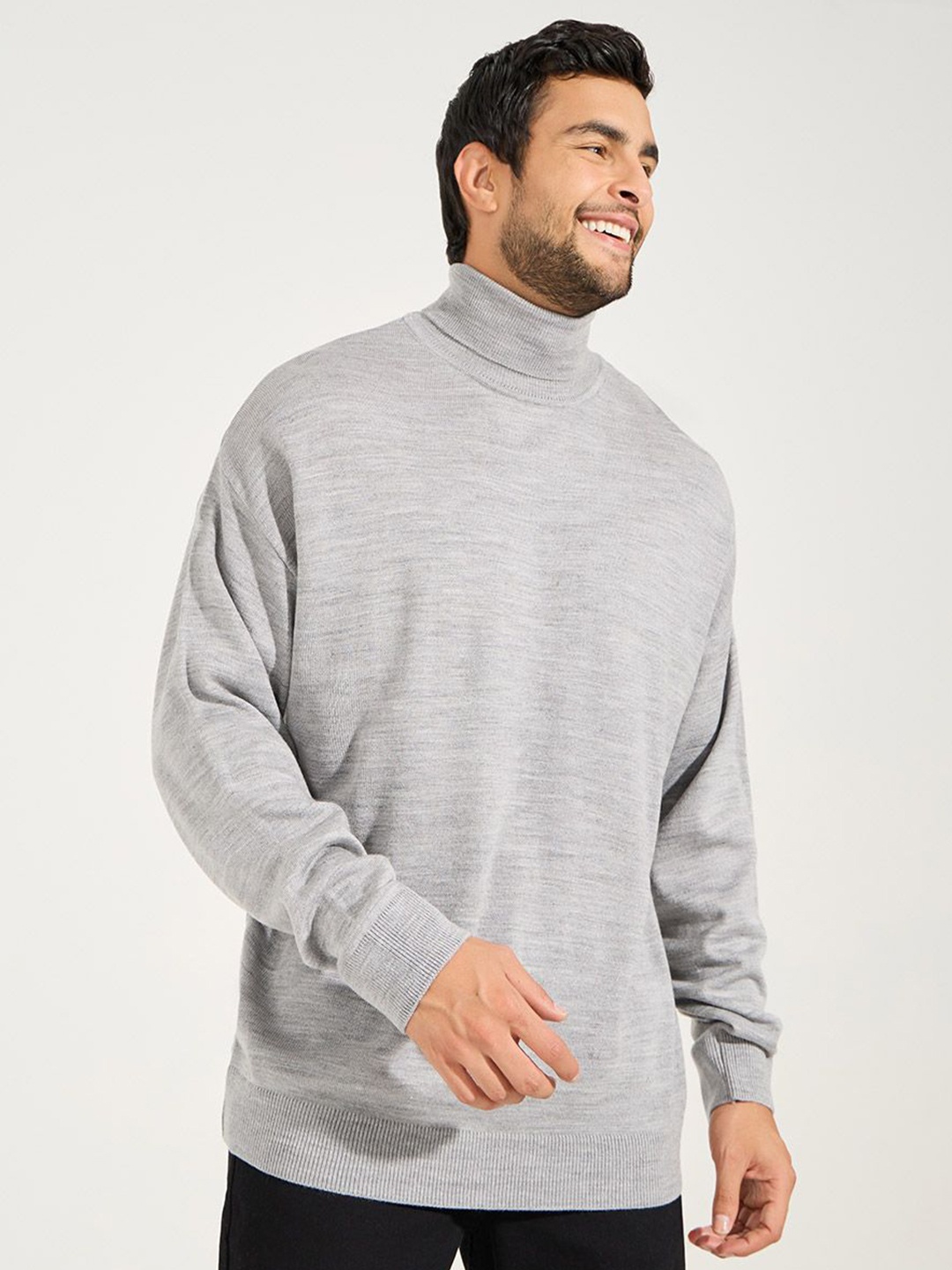 

Styli Grey Turtle Neck Relaxed Fit Light Weight Acrylic Pullover Sweater