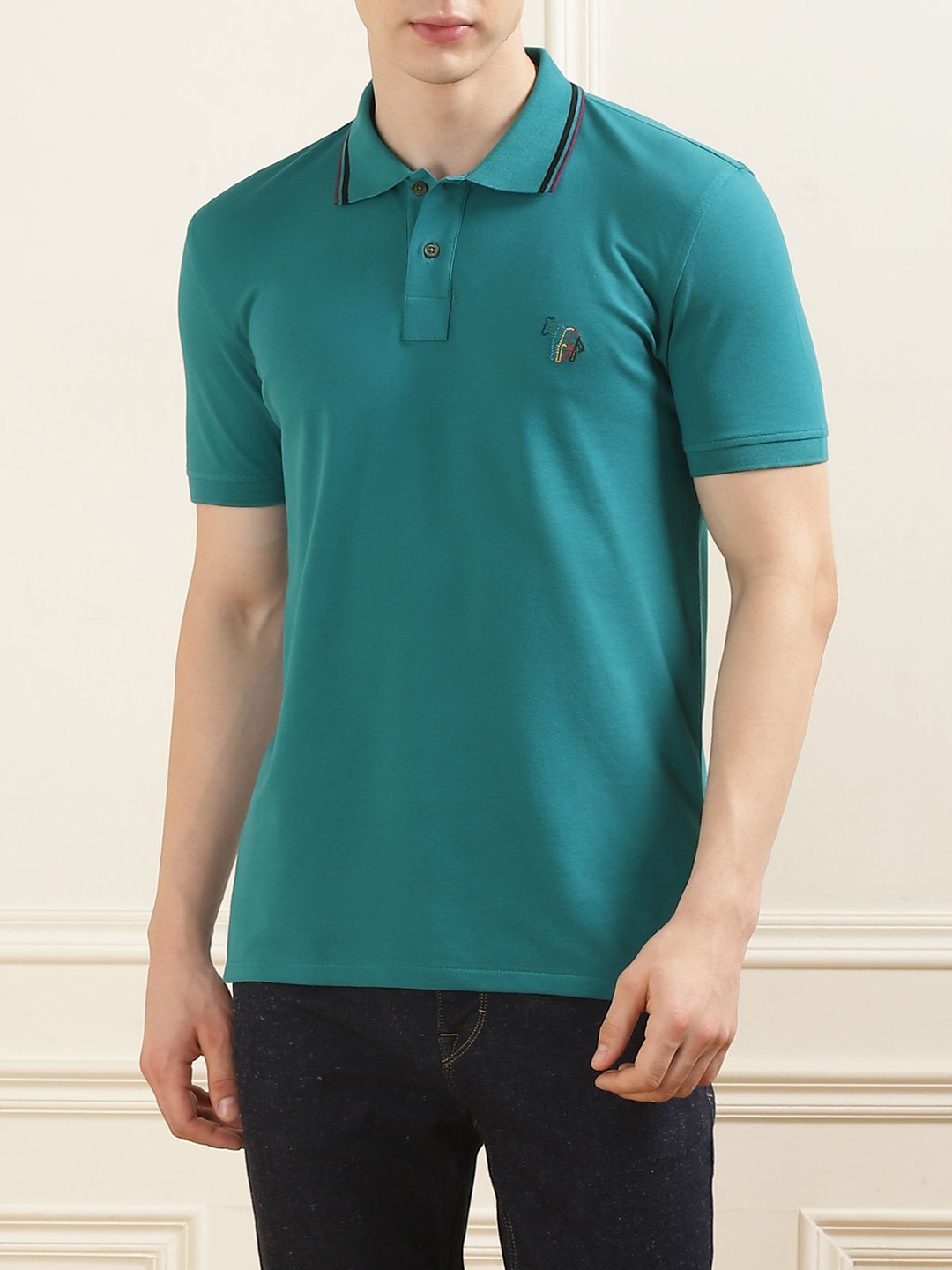

PS By Paul Smith Men Polo Collar Applique T-shirt, Green