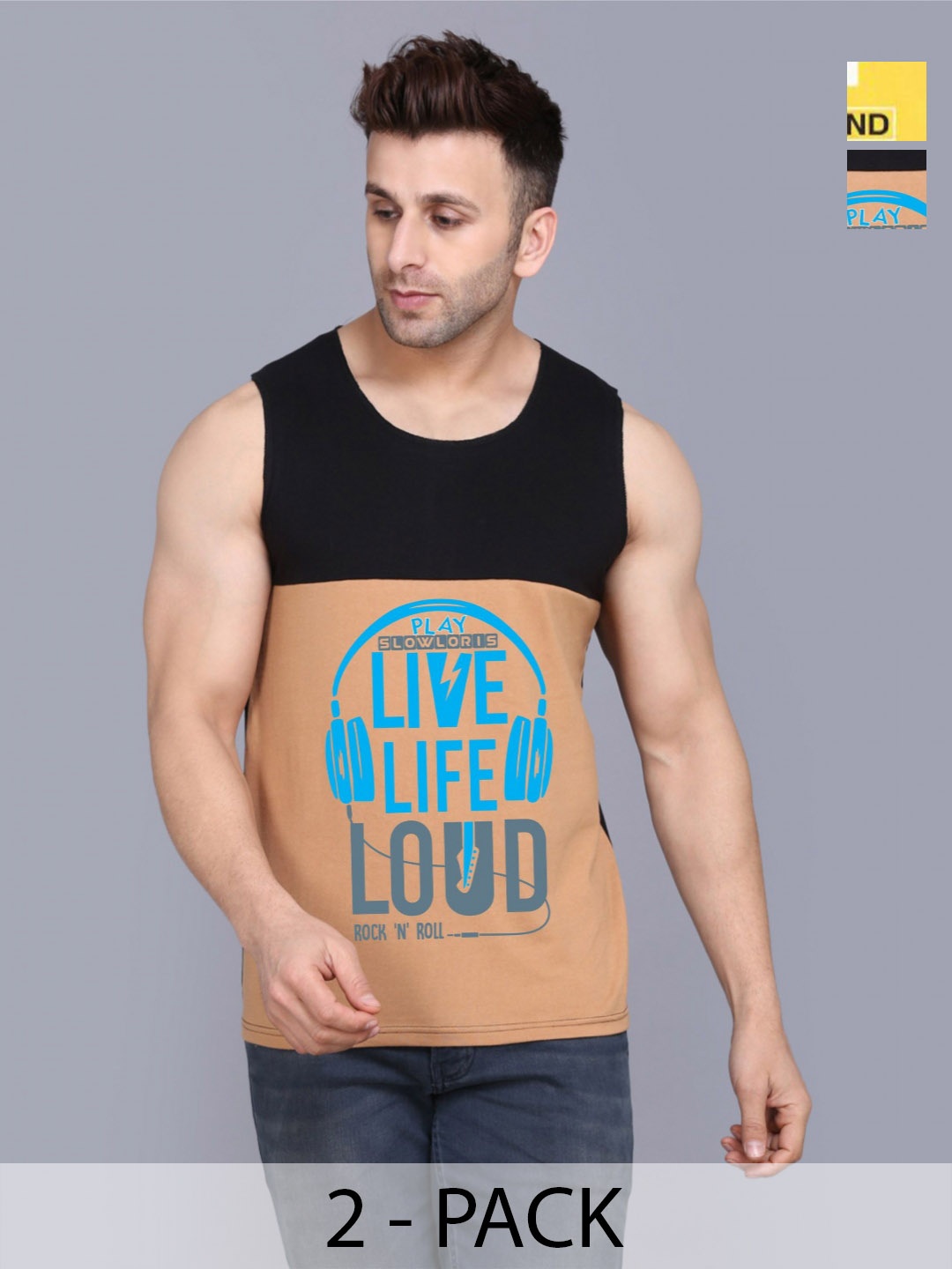 

SLOWLORIS Men Pack Of 2 Typography Printed Round Neck Cotton Slim Fit T-shirts, Black